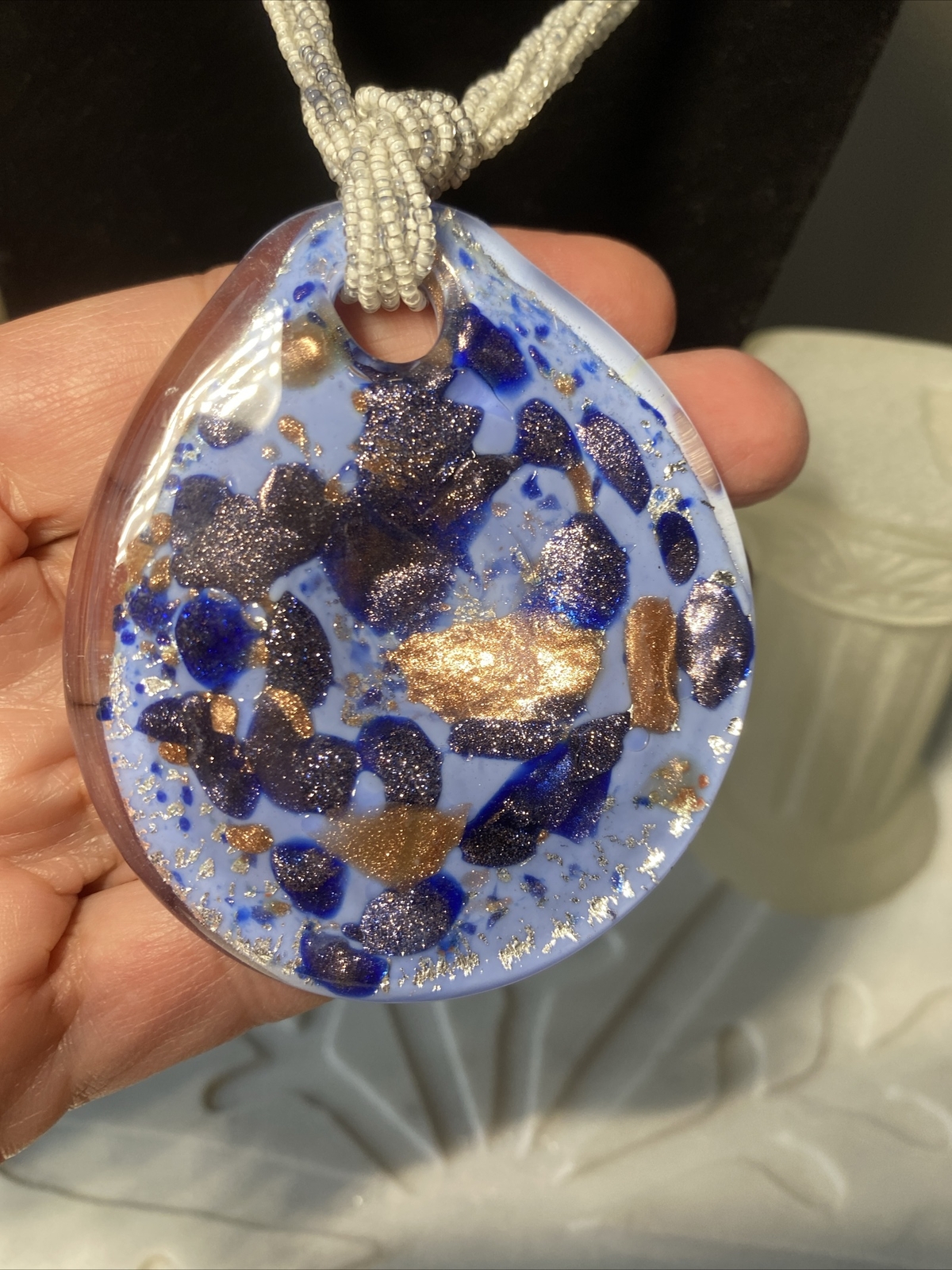 Murano Art Glass Vintage Pendant Necklace Estate Fine Jewelry Pre-Owned