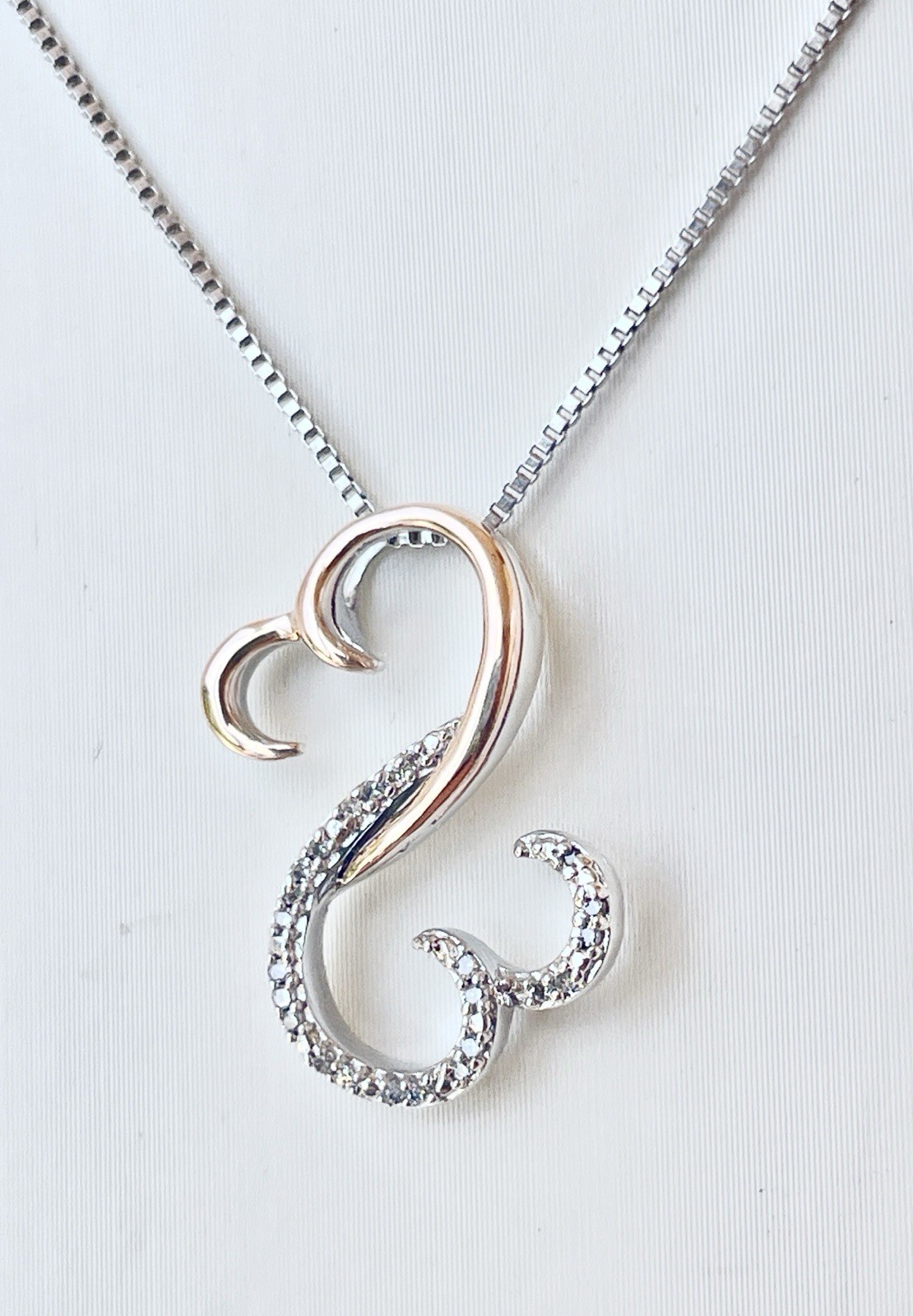 Jane Seymour Open Hearts Diamond Sterling silver, 10K Rose Gold Necklace MRP$199
