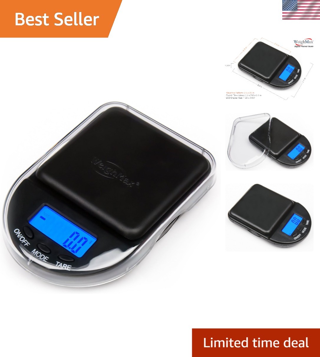 High-Accuracy Black Digital Scale with Tare Function for Jewelry & Metals