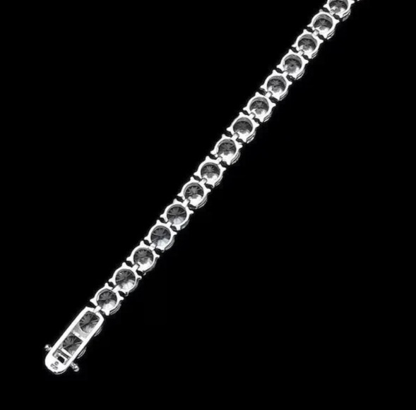 6.60CT Round Cut Natural Diamond Engagement Tennis Bracelet 14K White Gold