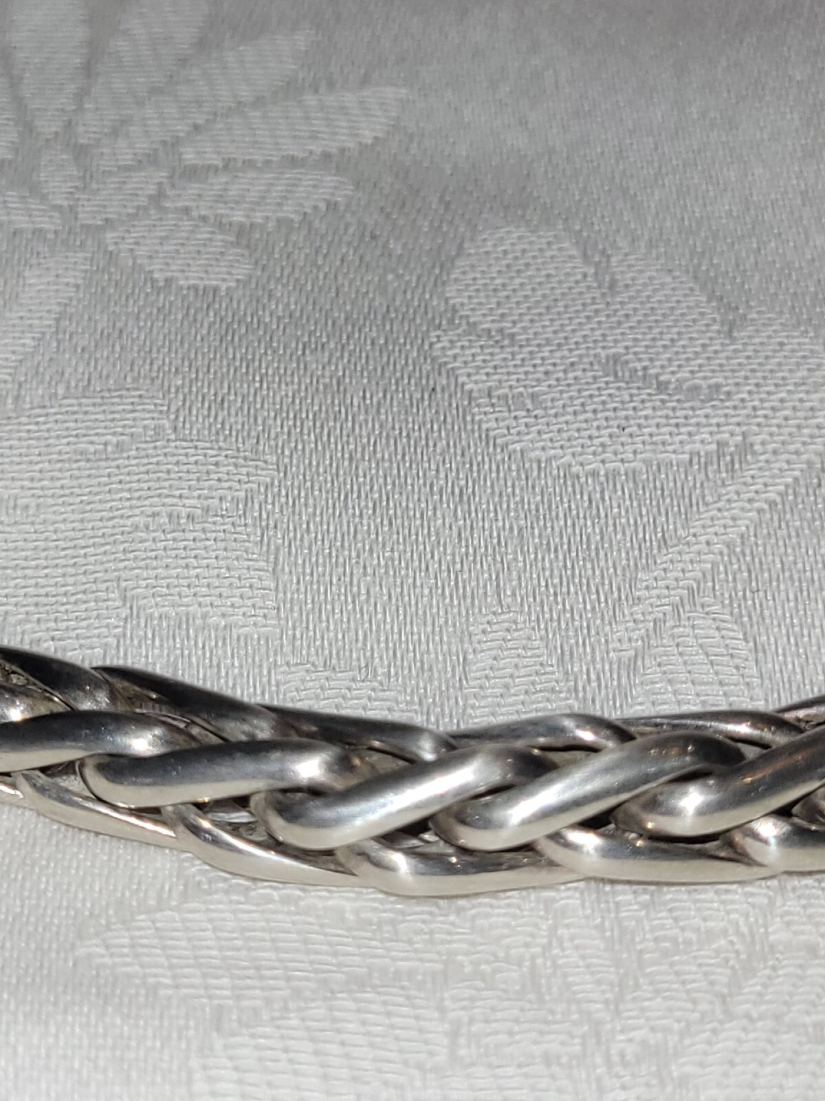 05J24 WOMEN’S PALM MESH 925 SOLID SILVER CHOKER CHAIN NECKLACE 69G