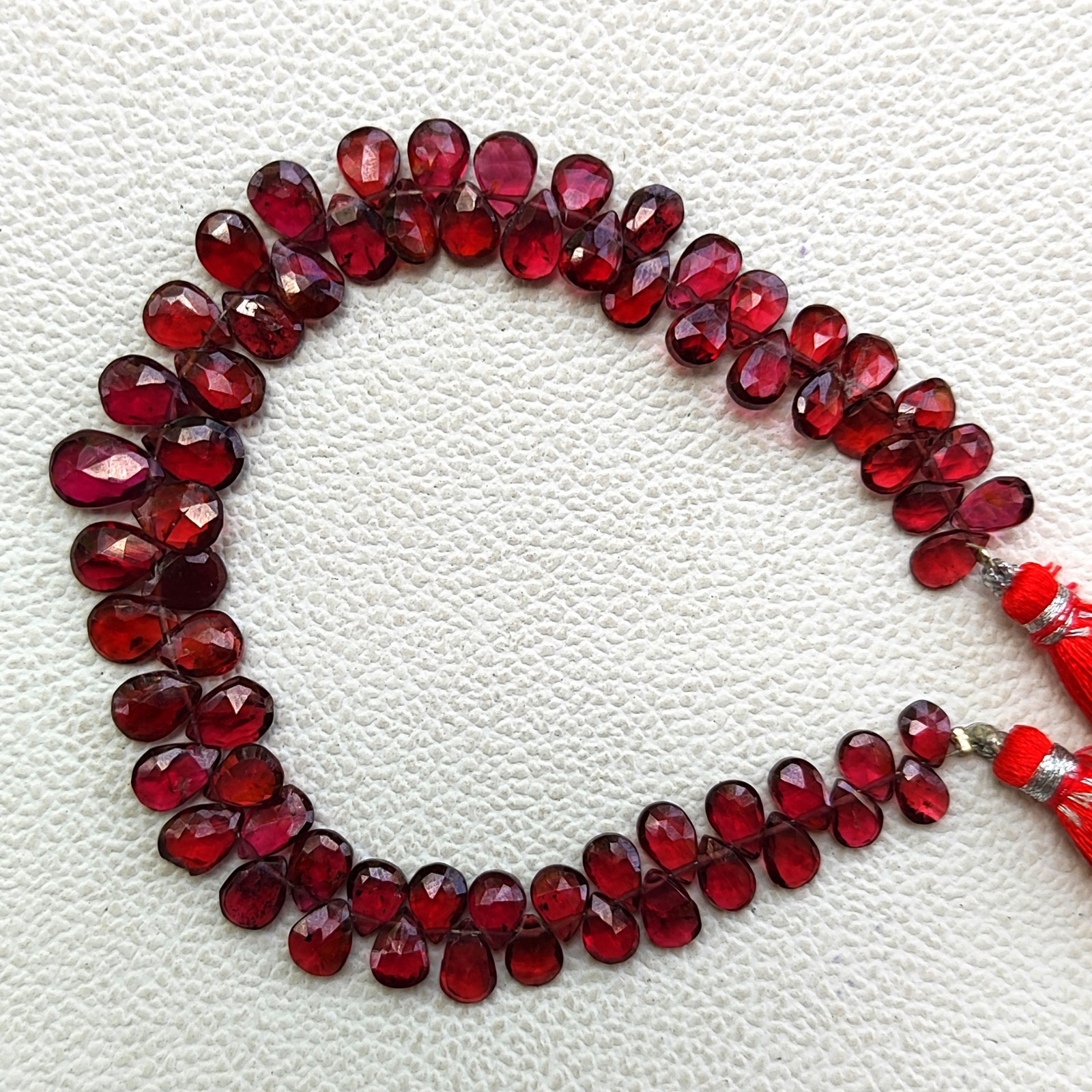 Mozambique Garnet Faceted Pear Gems Briolette Beads 7×5-8×6 mm Size 8″ Strand