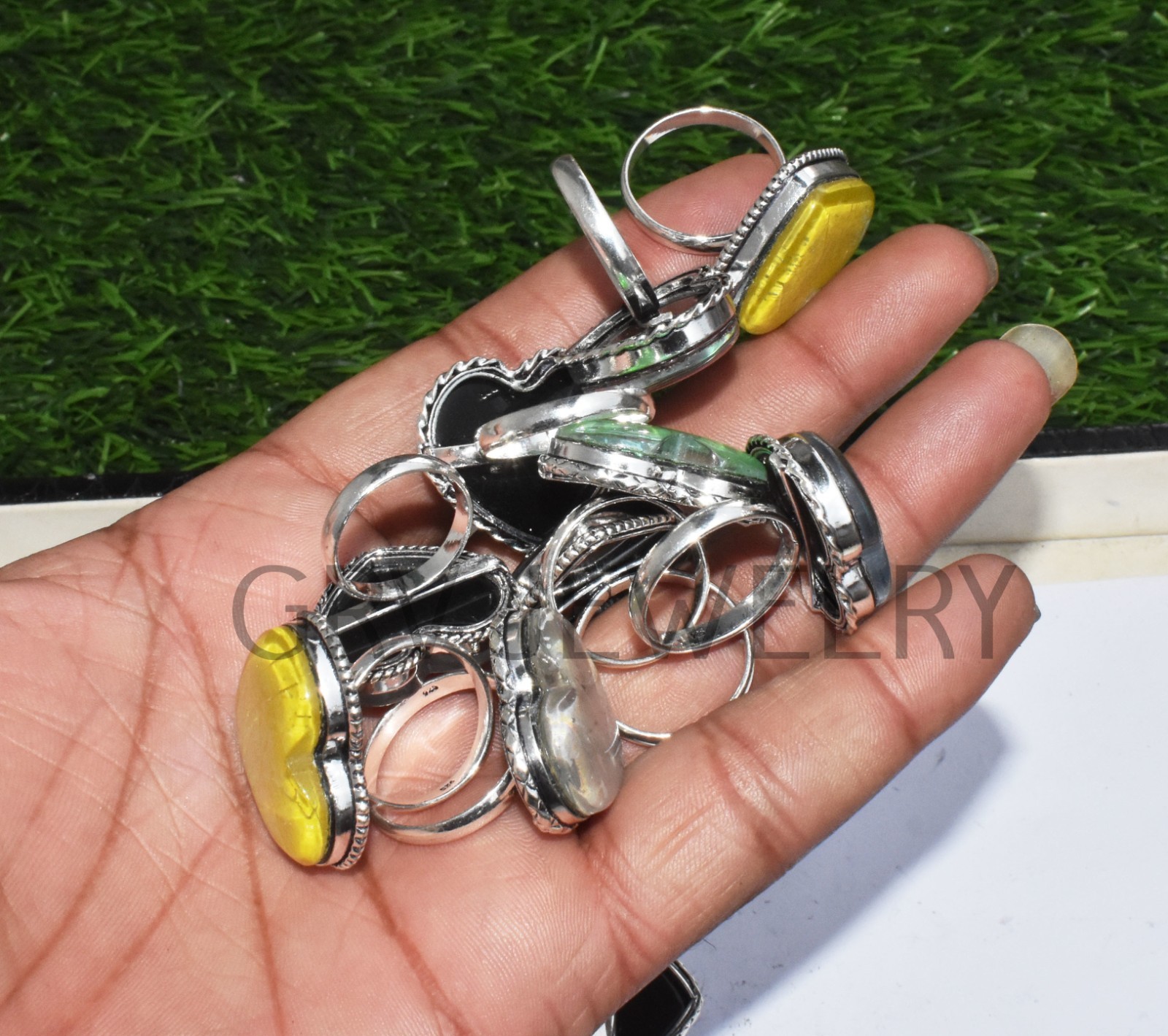 1-500 Pcs Australian Triplet Opal In Heart Rings Lot Bulk: Silver Plated Whr-71