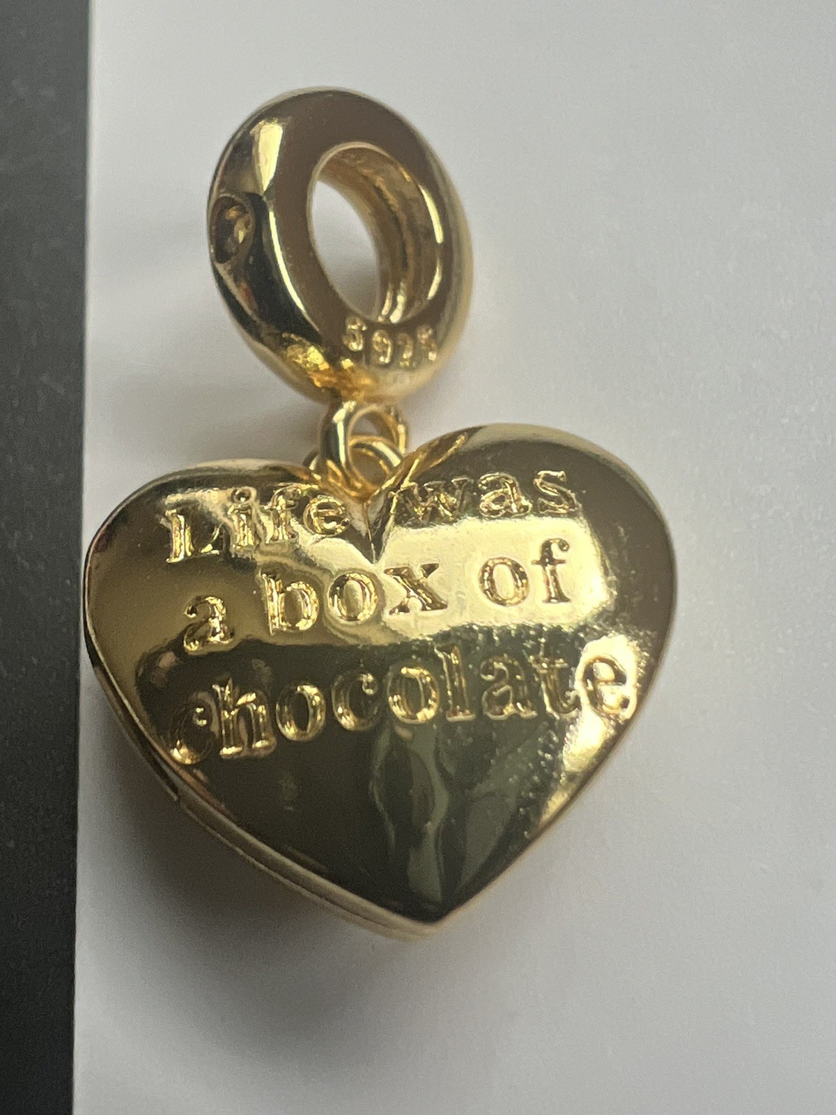 New Marked 925 Silver Gold Plated Box Of Chocolate Heart Charm Pendant