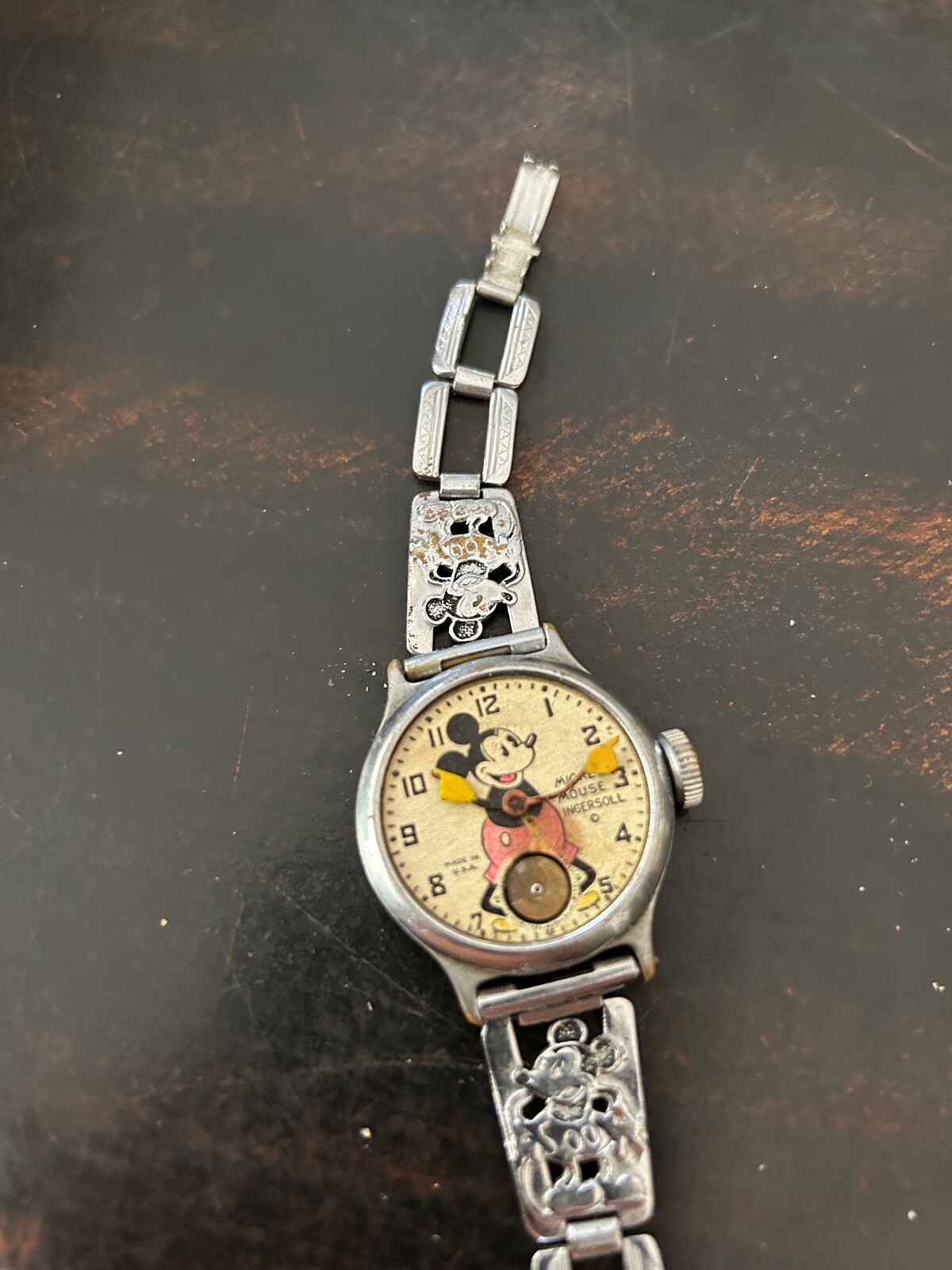 Vintage 1934 Ingersoll Mickey Mouse Wrist Watch Works