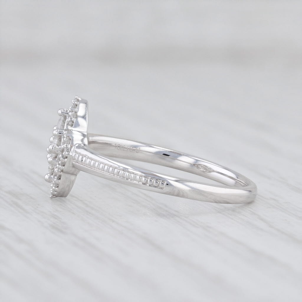 New 0.23ctw Diamond Halo Ring 10k White Gold Size 7 Cluster