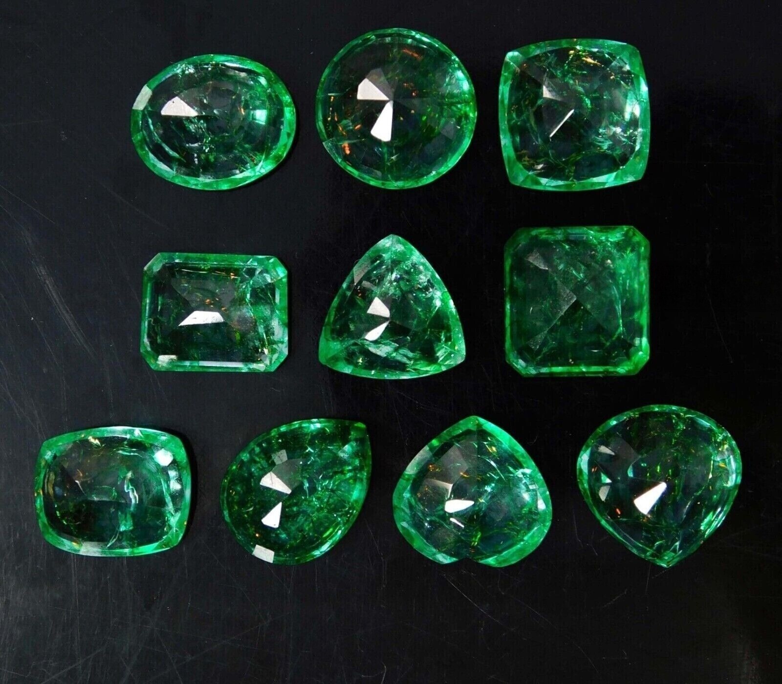 105 Ct 9 Pcs EGL Certified Natural Green Emerald Lot Mixed Cut Loose Gemstone