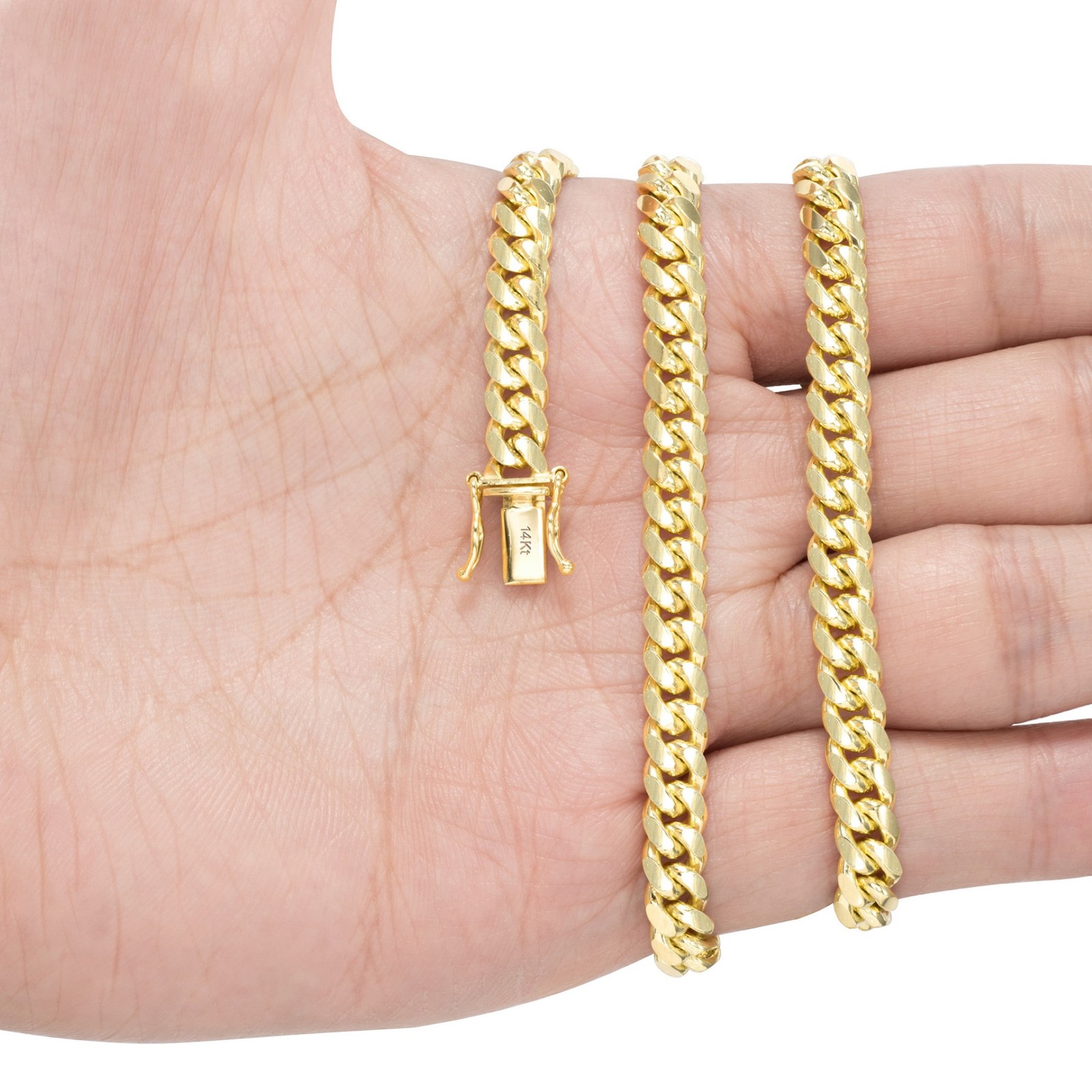 14K Yellow Gold Solid 6mm Miami Cuban Link Chain Bracelet Men 7″ 7.5″ 8″ 8.5″ 9″