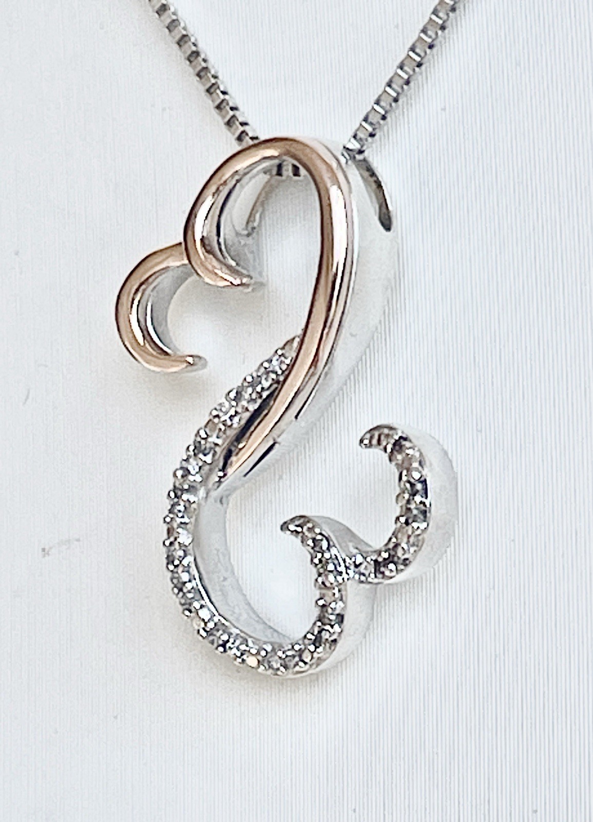 Jane Seymour Open Hearts Diamond Sterling silver, 10K Rose Gold Necklace MRP$199