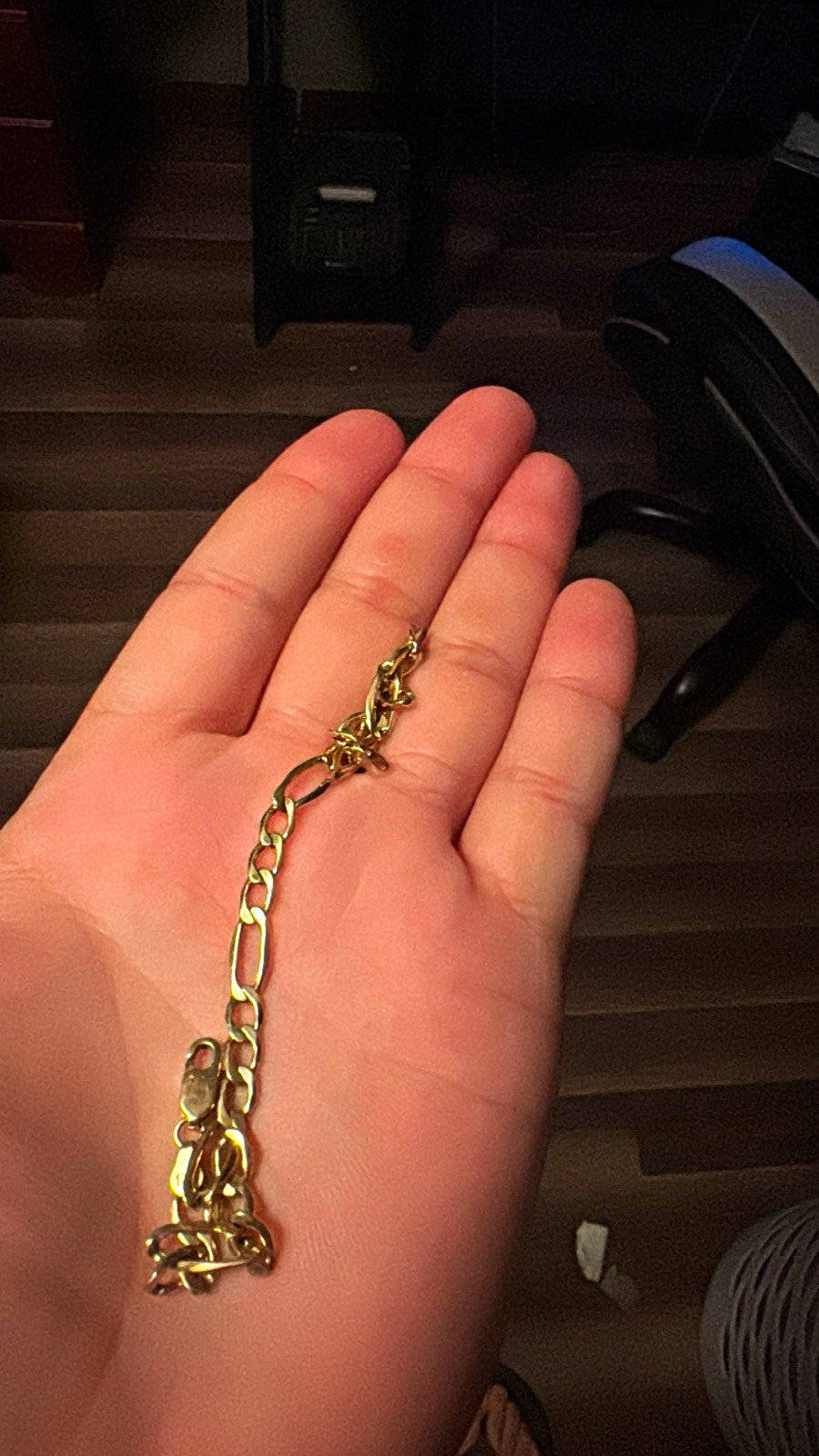 10K Gold Figaro Chain Bracelet, Lobster Clasp