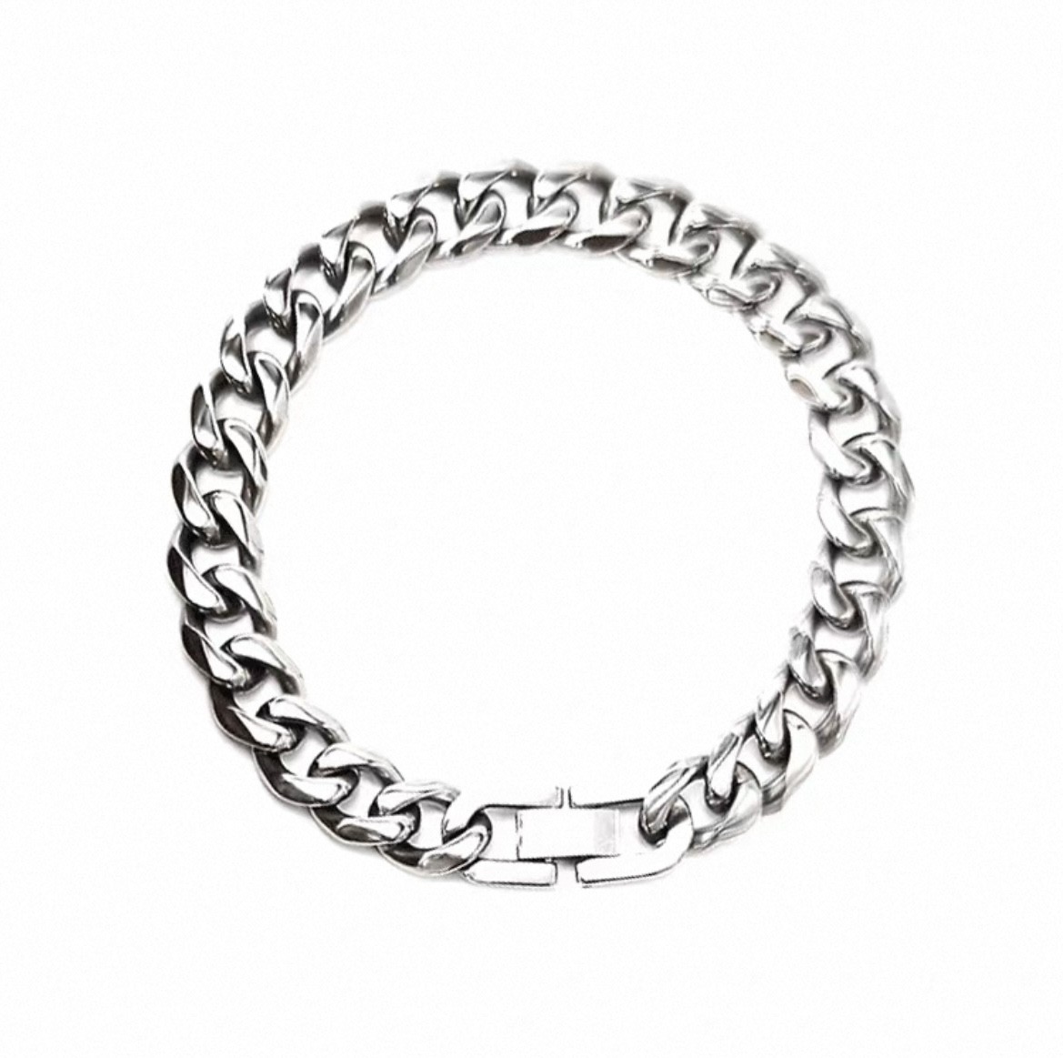 10.5mm Wide Pure Titanium Bracelet Cuban Chain Polished 6-Side Anti Allergic