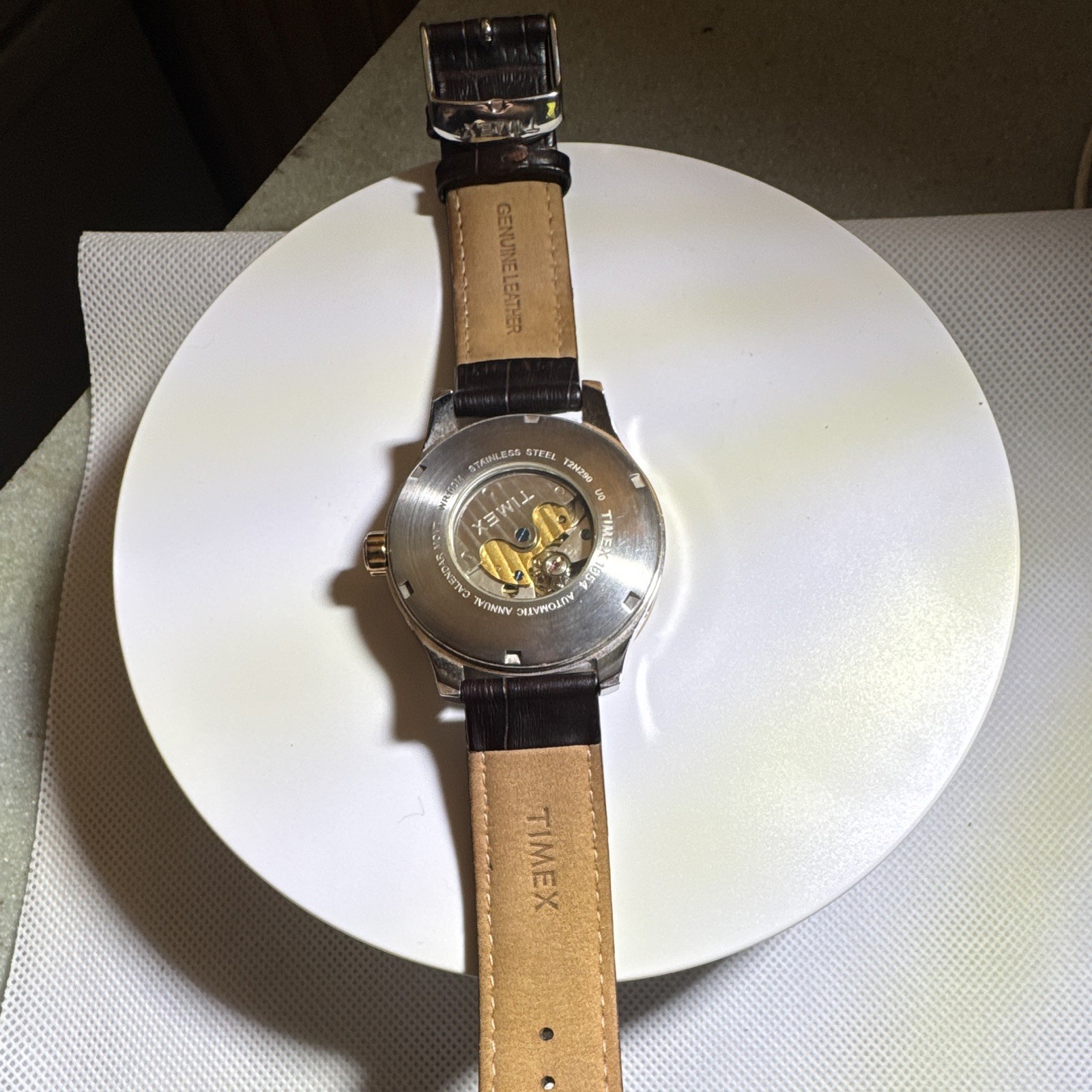 Timex Automatic Men’s Dress Watch Black Dial Roman Numerals Day/Date Leather
