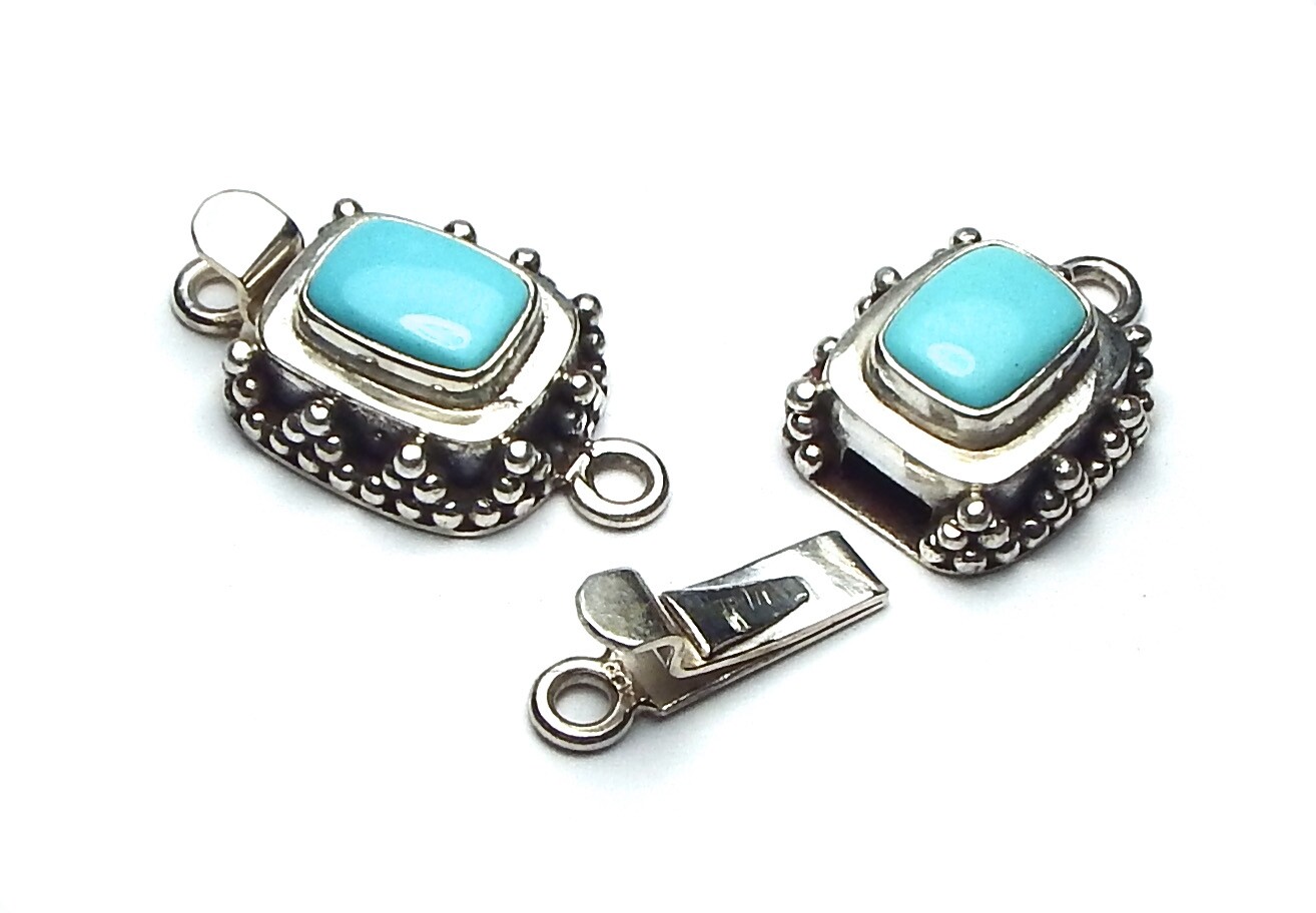 SLEEPING BEAUTY TURQUOISE 925 Sterling Silver 24mm Box Clasp /c12