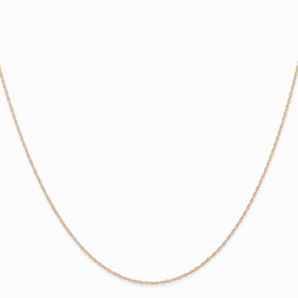 10K Rose Gold .6 Mm Carded Cable Rope Chain Necklace 16″-24″