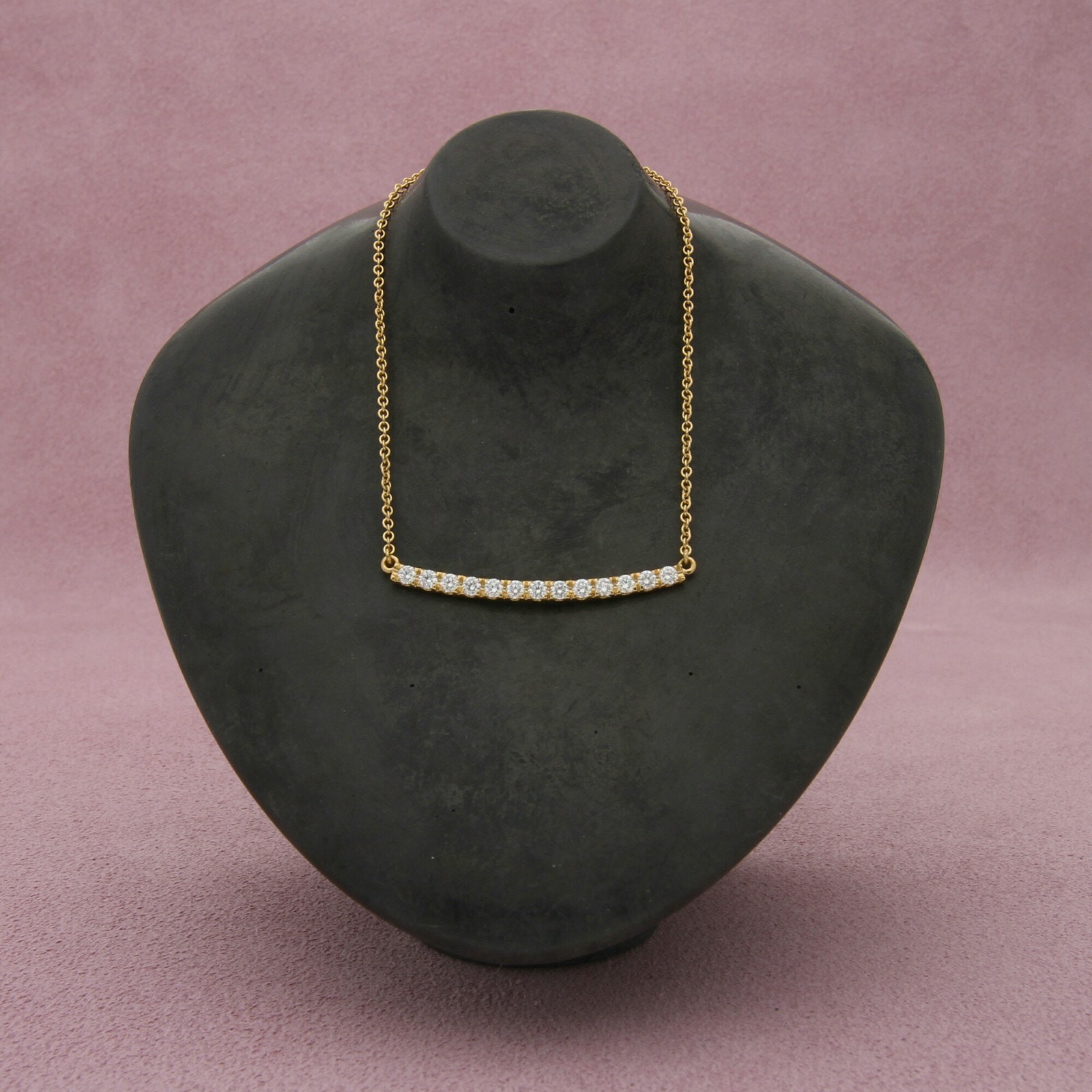 bony levy 18k yellow gold 0.42 ct diamond bar necklace size 17-19in