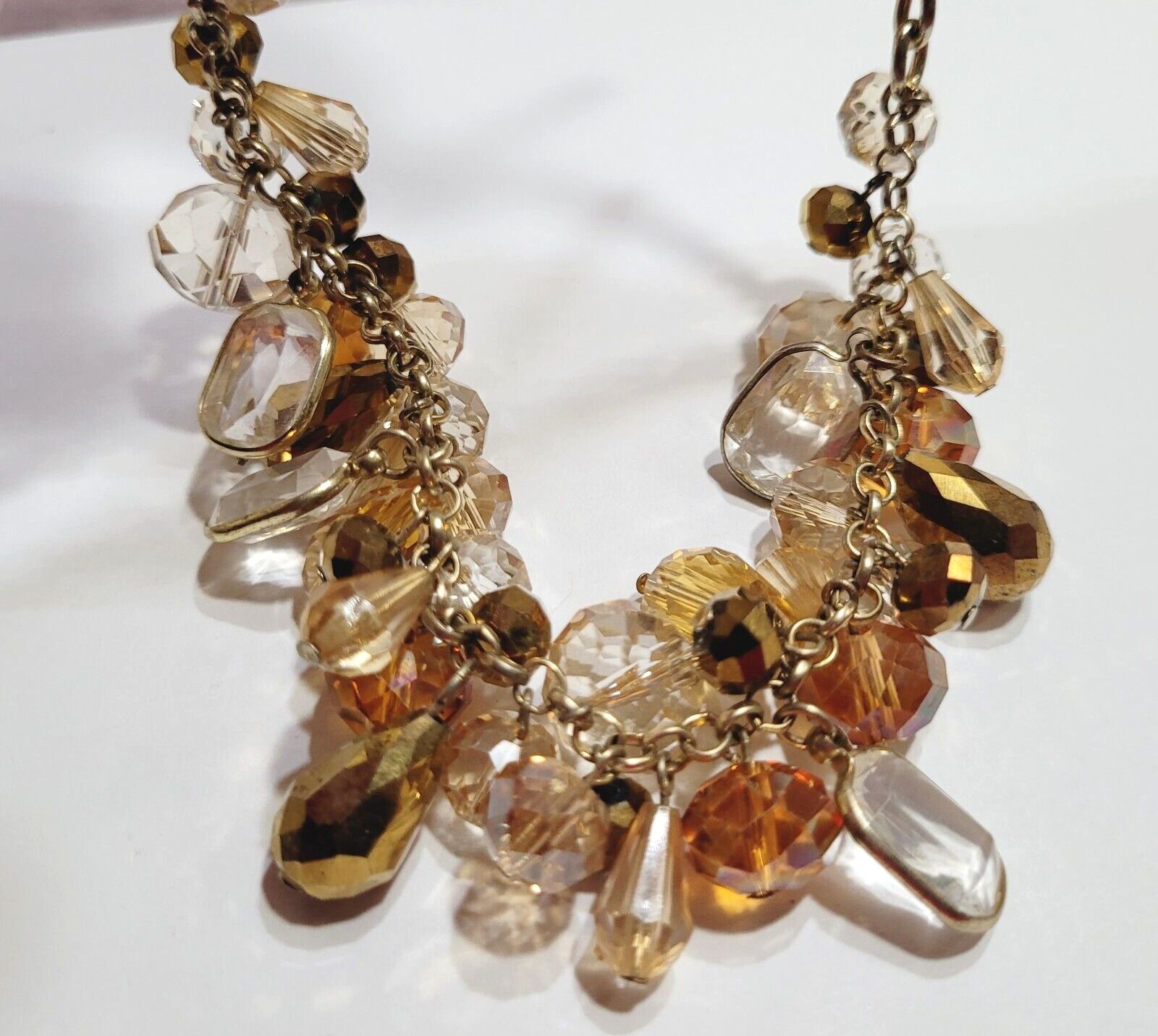Chunky Cluster Statement Multi Colored Faceted Glass Charm Drop Necklace 21 Inch