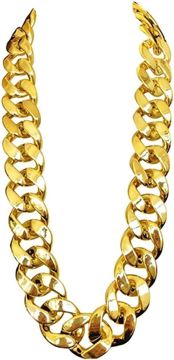 Hip Hop Rapper Plastic Chunky Fake Gold Chain Necklace,80S/90S Costume Accessory