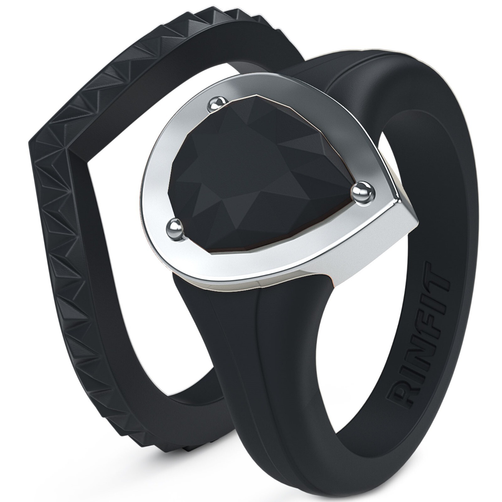 Metal Framed Silicone Pear by Rinfit – Rubber 2-Stackable Bands for Women