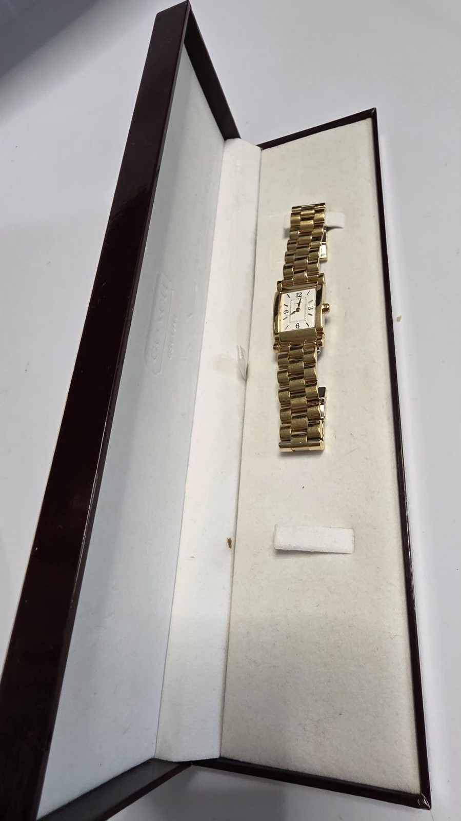 Coach Liz Rectangular Gold Tone Watch WO-15 EUC With Box