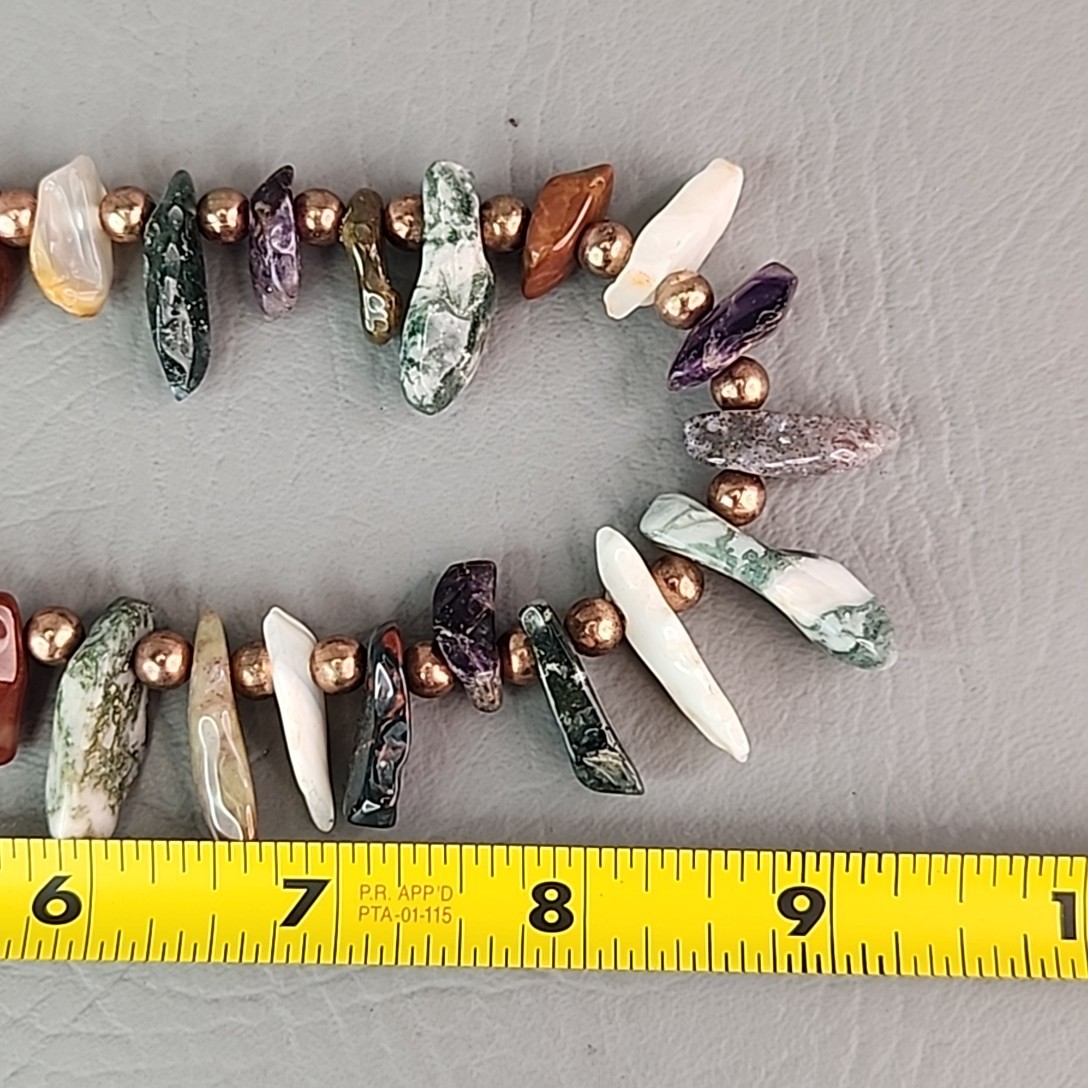 Vintage Hobe Stone Necklace Chunky Green Earth Tones 19″
