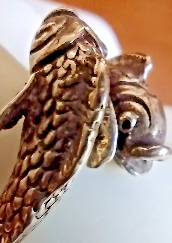 RARE Vintage Beau Sterling Silver Double Koi Fish Pisces Bypass Ring Sz 7
