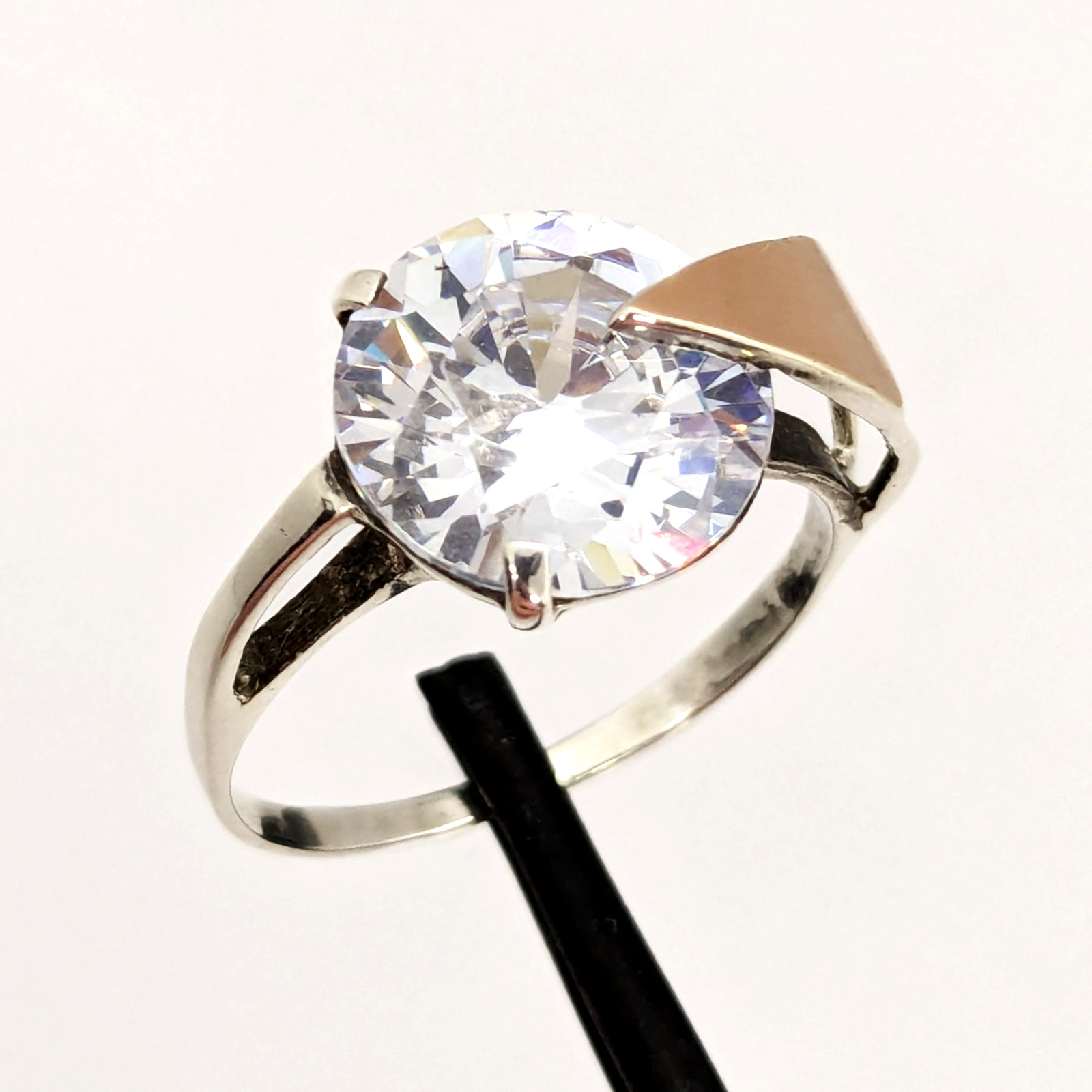 Vintage Luxury RING Silver 925 with Gold Inlay 375 and Stone -size: 10US | #76