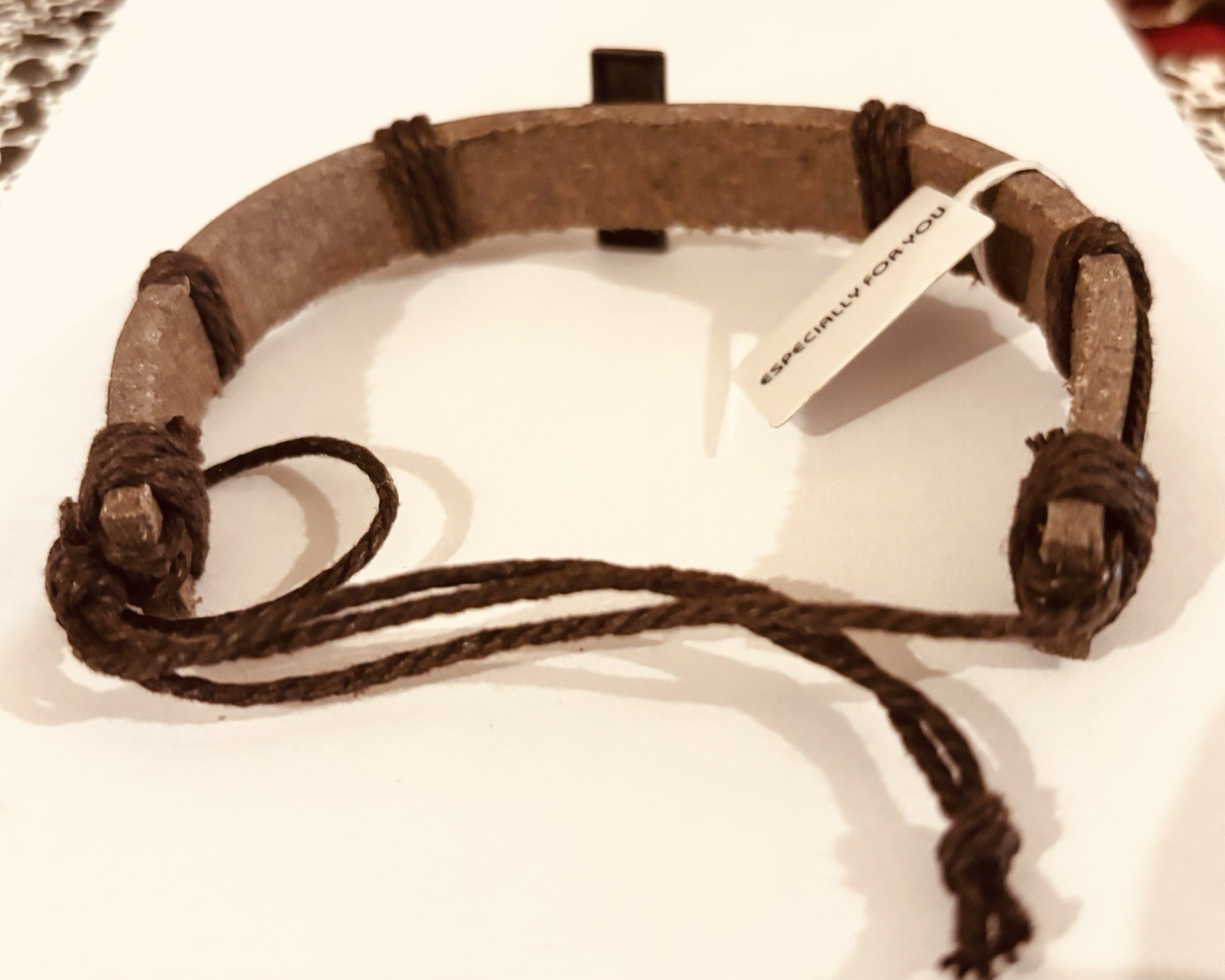 Fashion Faux Leather Cross Bracelet Religious Christian Adjustable. NEW with Tag