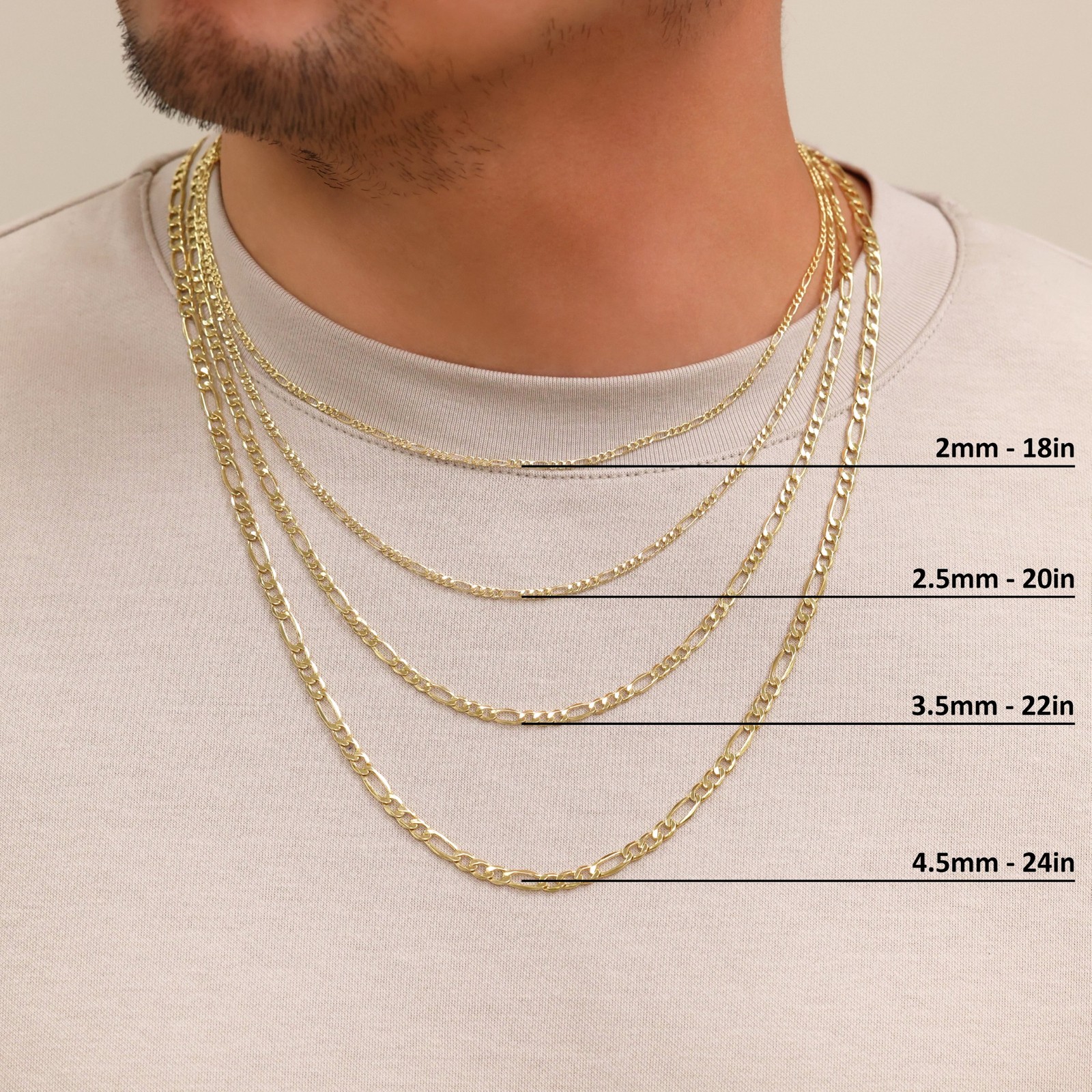 14K Yellow Gold 2mm-8mm Italian Figaro Chain Necklace Bracelet Men Women 7″- 30″