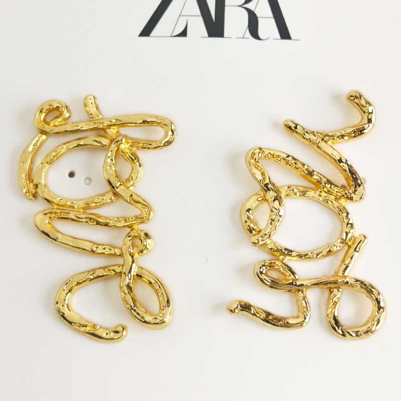 New Zara Love You Statement Stud Earrings Chic Women Party Vacation Jewelry Gift