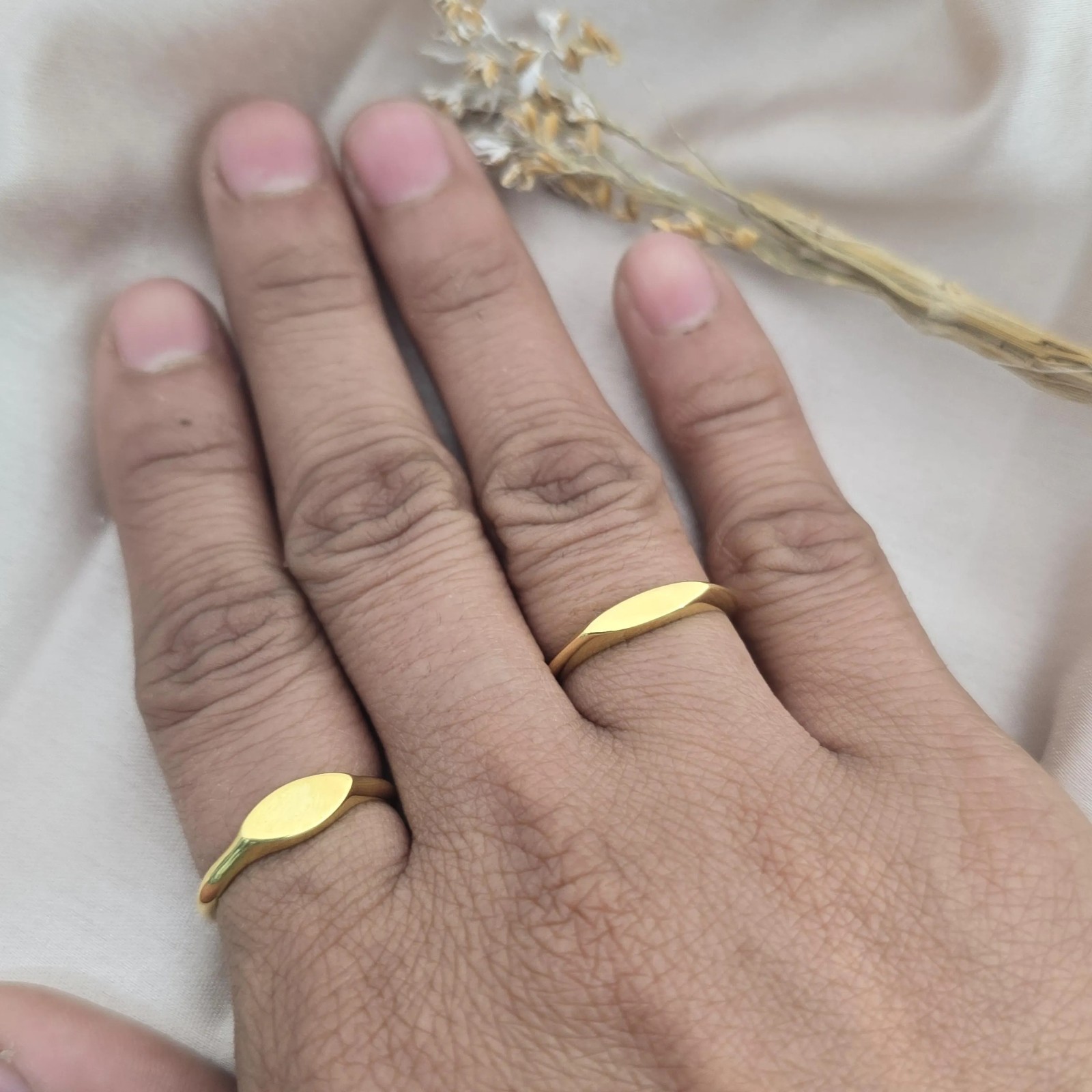 Plain Ring 14K Gold Signet Ring | 925 Stamped | Initials Zodiac Engraved Rings
