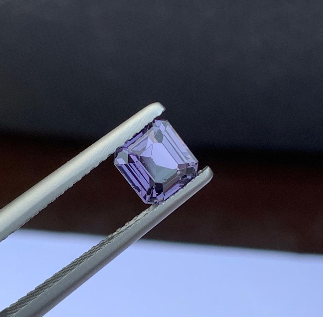 Asscher Cut Lavender Spinel 1.06ct – Natural Burma Loose Gemstone 6mm Purple Gem