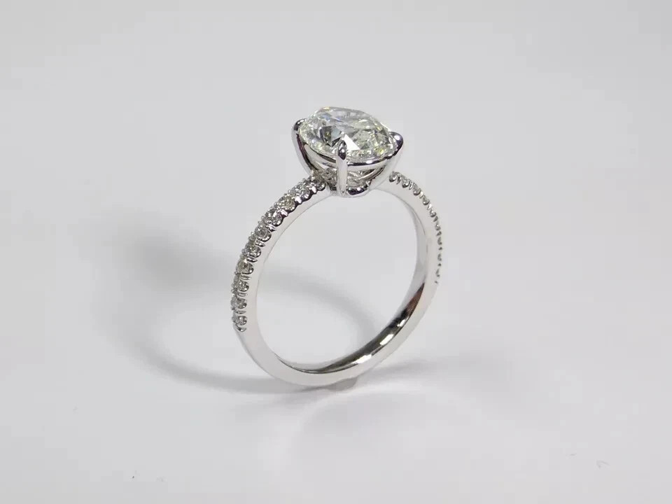 1.80Ct Oval Lab Created Diamond 14K White Gold Plated Solitaire Engagement Ring