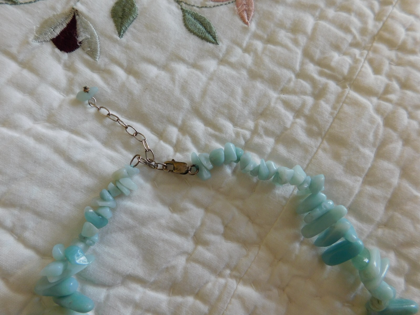 Chunky Boho Blue Teal Pointed Stone Bib Necklace 17” & 2″ Extender 87g