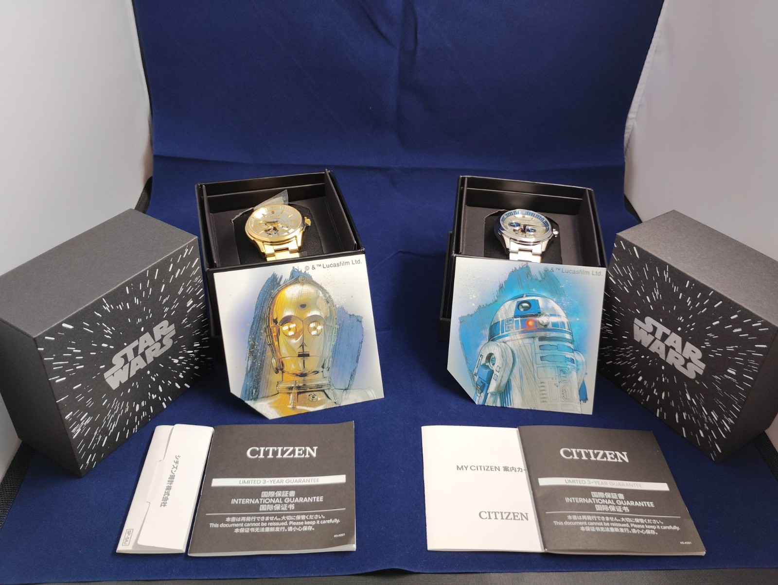 CITIZEN Star Wars R2-D2 C-3PO Limited 450 Japan Mechanical Watch Set New Rare