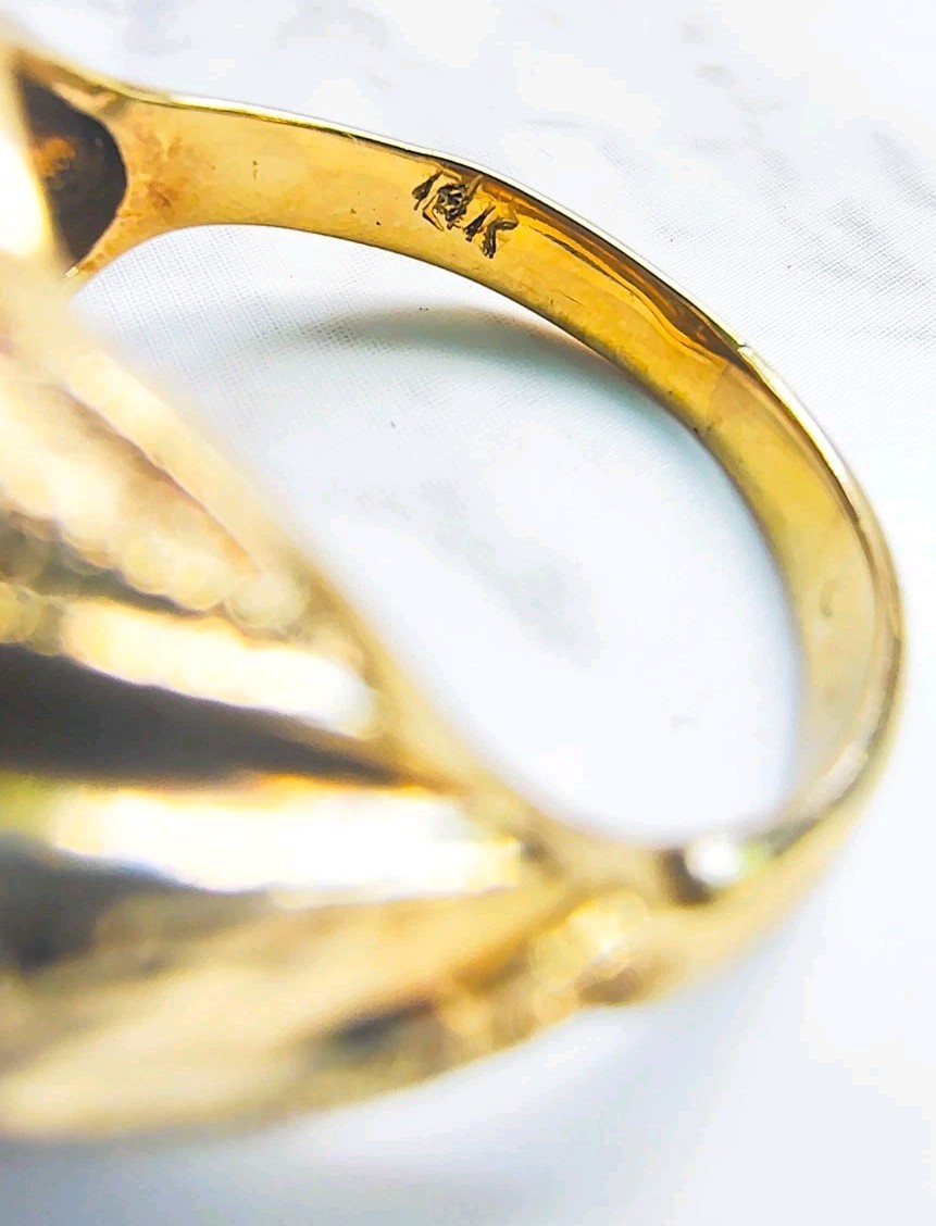 Antique 14K Yellow Gold Textured Dome Ring • Size 4.75 • 11.65mm • 4.97g