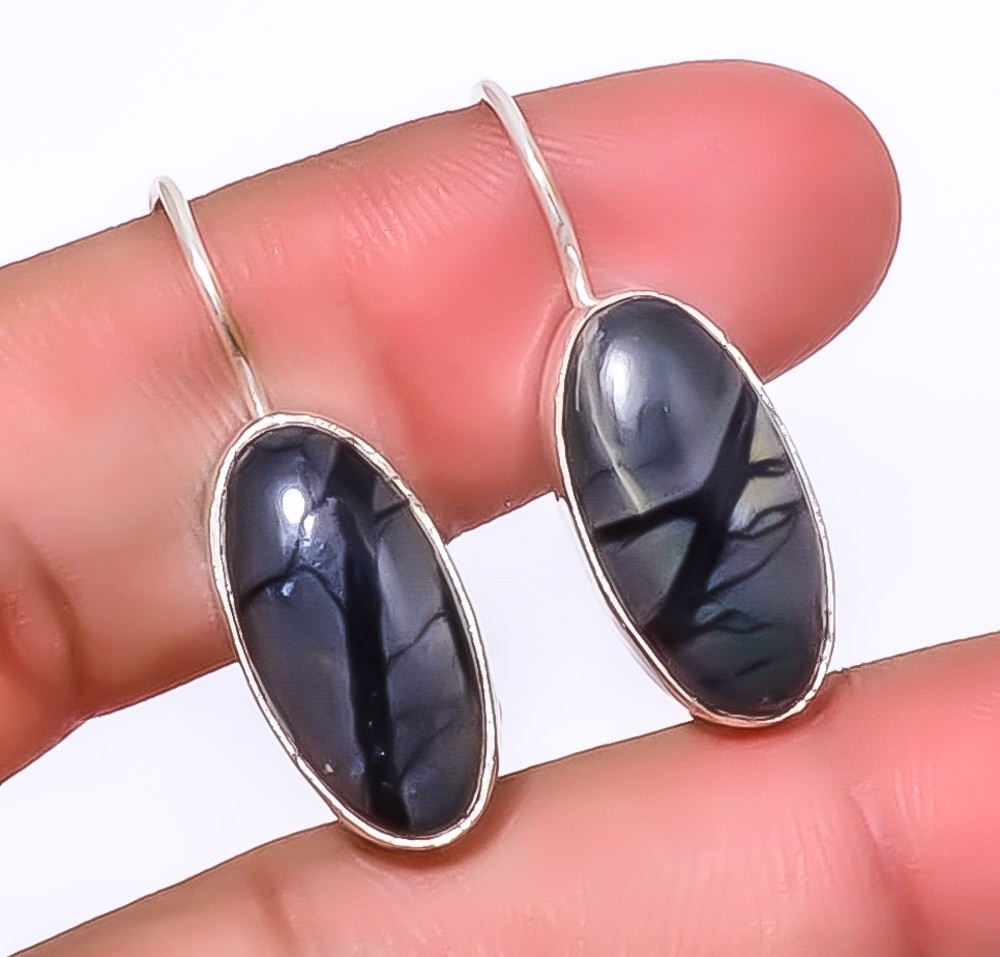Natural Picasso Jasper Gemstone Silver Handmade Jewelry Earring 1.09″ A377