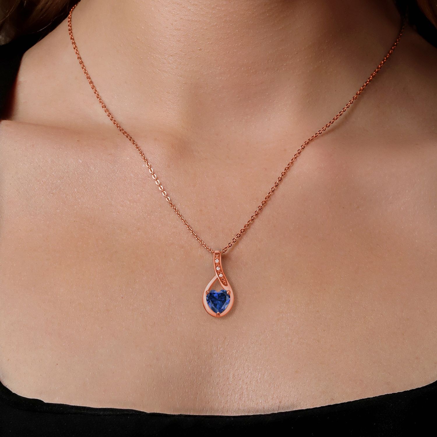 18K Rose Gold Plated Silver Created Sapphire and Peridot Pendant Earrings Set
