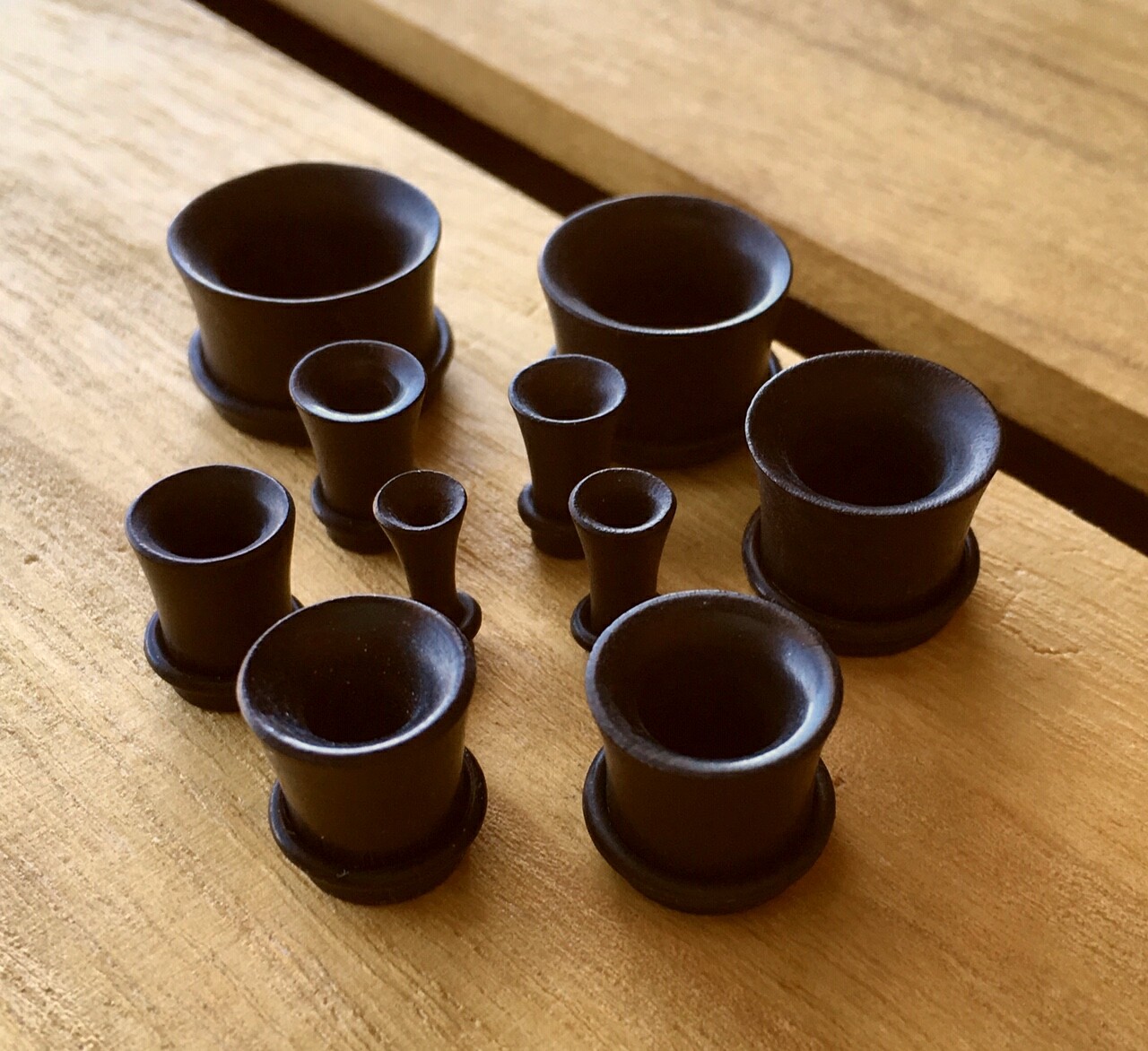PAIR Black Areng Wood Tunnels Single Flare Plugs Organic Earlets Gauges