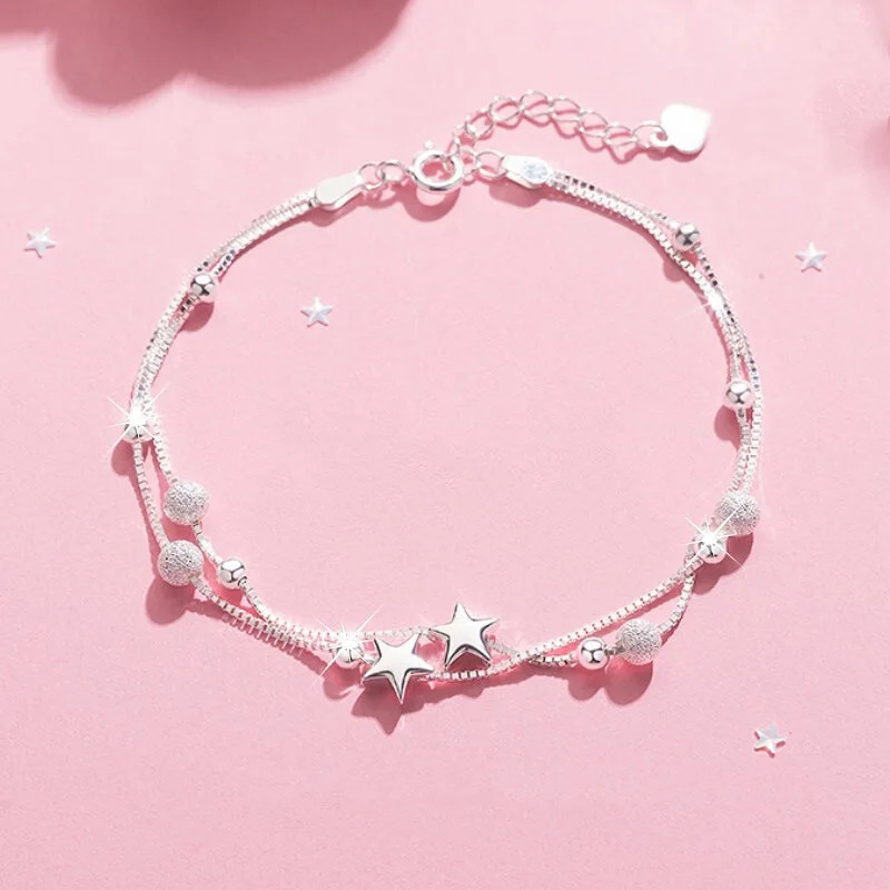 925 Sterling Silver Flower Bracelet Women Adjustable Luxury Party Jewelry