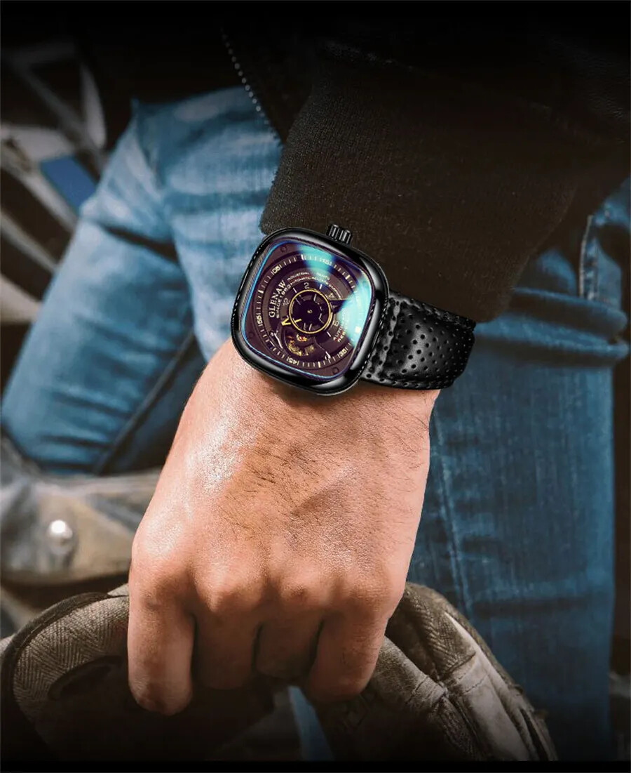 2025 New Mechanical Watch for Men Breathable Leather stainless Steel Automatic