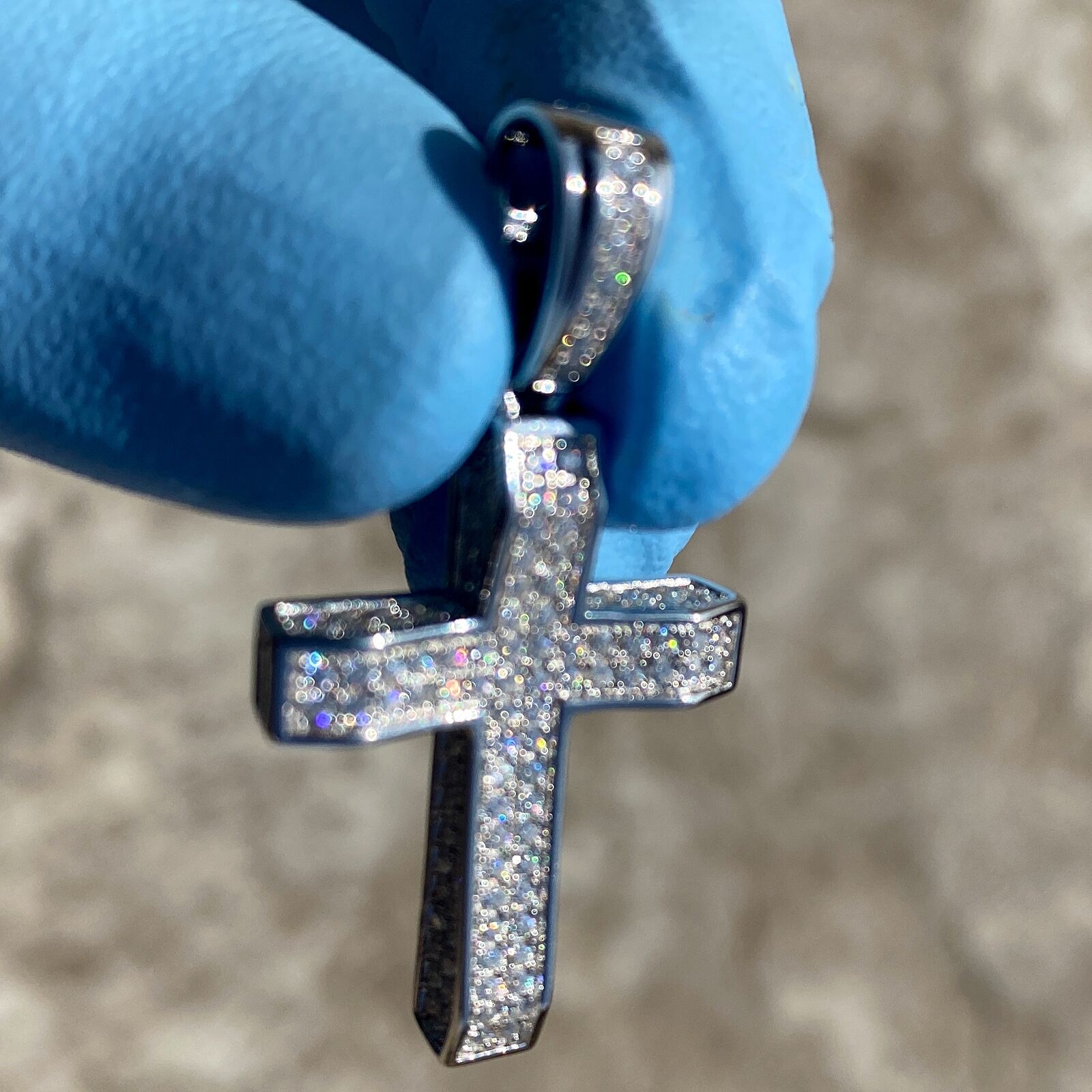 925 Sterling Silver VVS1 Moissanite 0.82CT Cross Miami Cuban Chain 3MM 16-30″