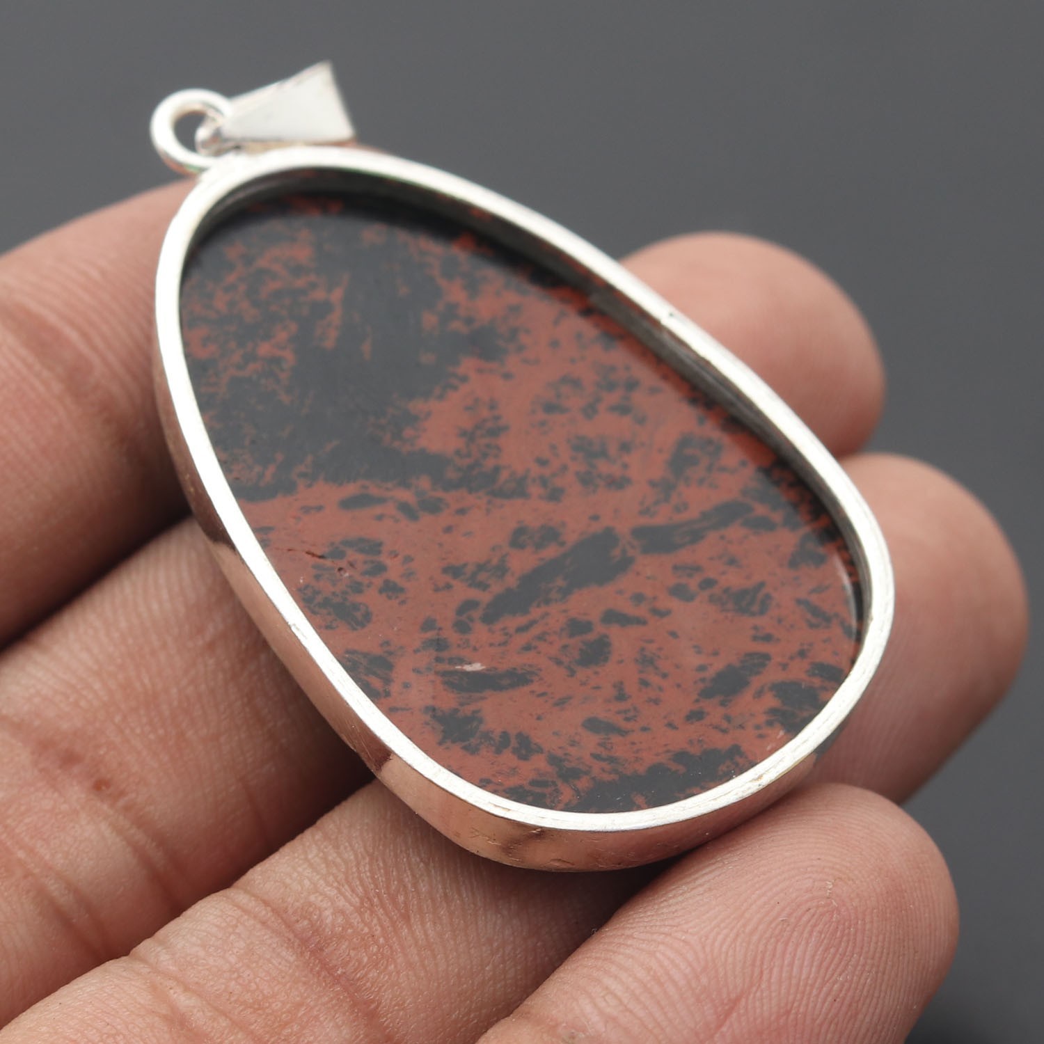 Mahogany Obsidian Gemstone 925 Sterling Silver Handmade Pendant Jewelry Gift For
