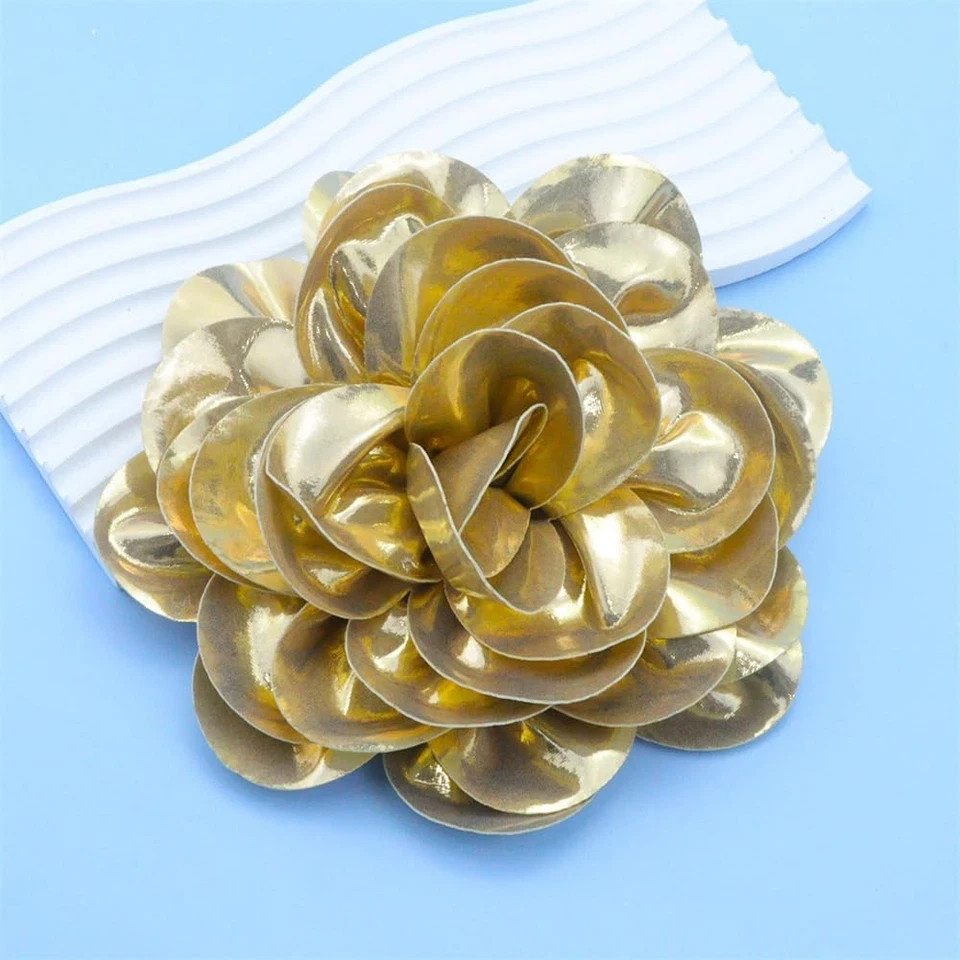 Satin Fabric Rose Flower Extra Large Big Brooches Lapel Pins Silk Camellia Ov