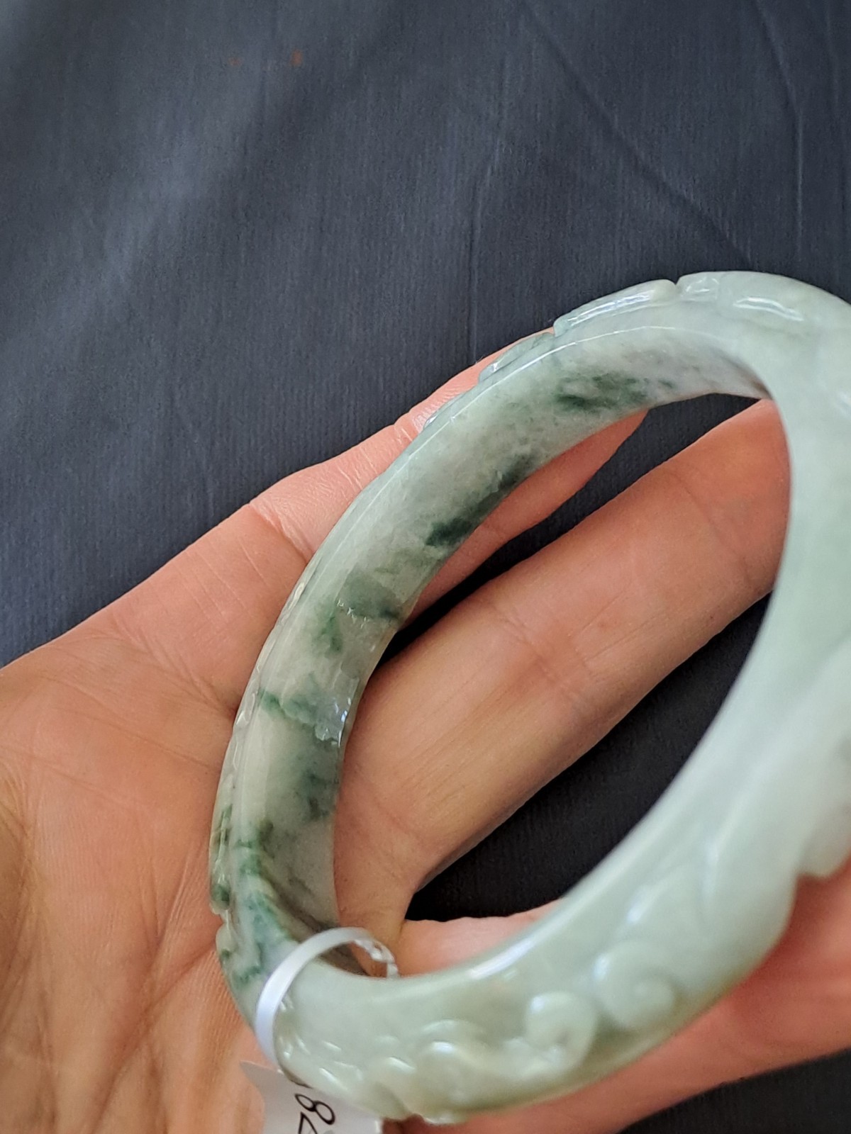 BURMESE JADEITE GRADE A CERTIFIED 300CTS ” DRAGON & PHOENIX ” CARVED BANGLE
