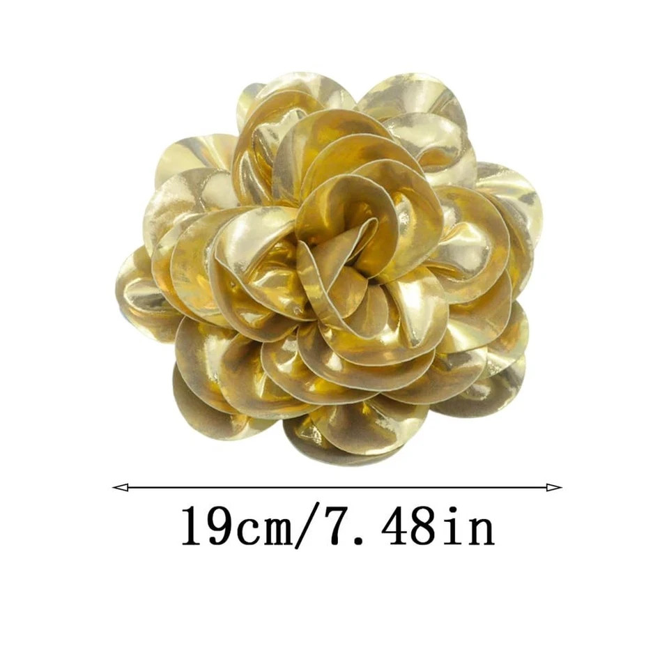 Satin Fabric Rose Flower Extra Large Big Brooches Lapel Pins Silk Camellia Ov