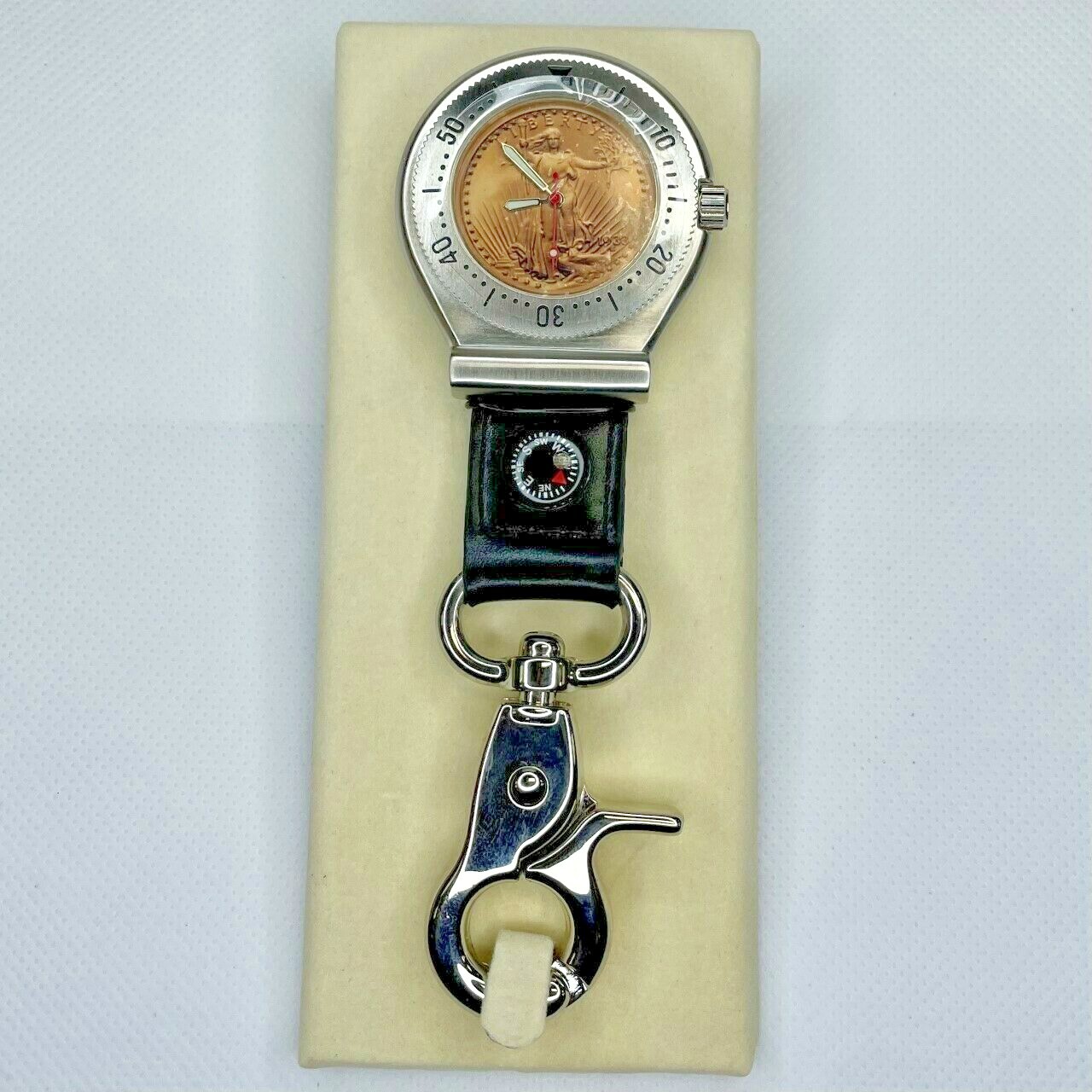 Croton 1933 $20 Watch face Image of St Gaudens. Clip On Belt Watch
