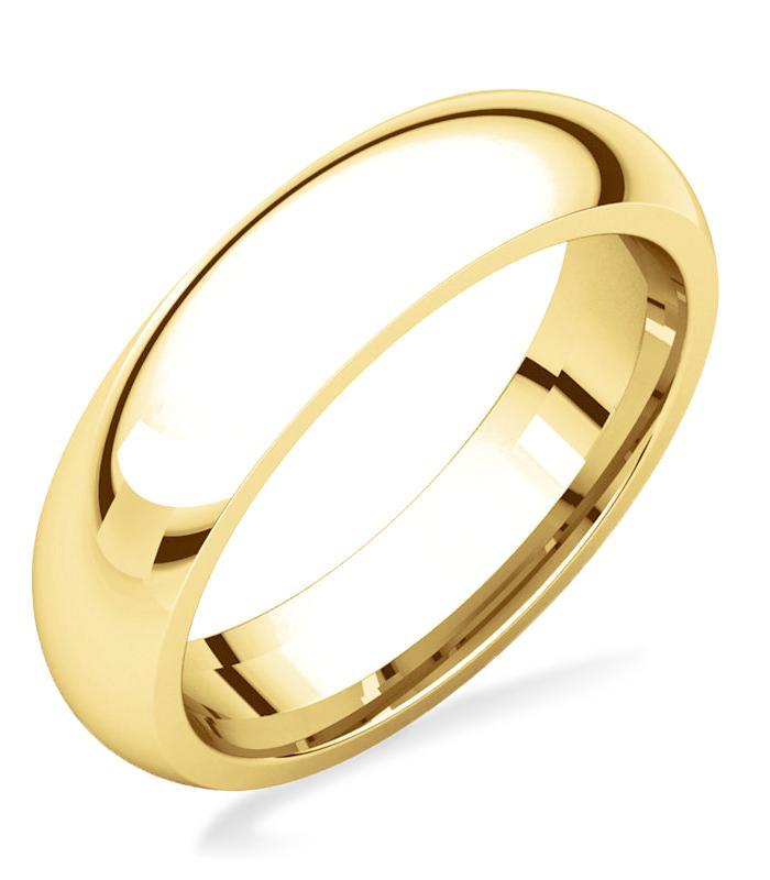 Mens Wedding Band 10K Yellow Gold Plain Domed 5mm Wide Comfort Fit Size 8-13