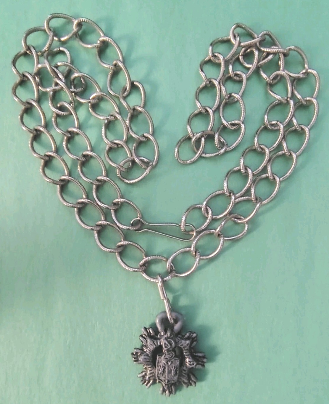 Vintage COAT OF ARMS Pendant Necklace or Belt in Silver Tone