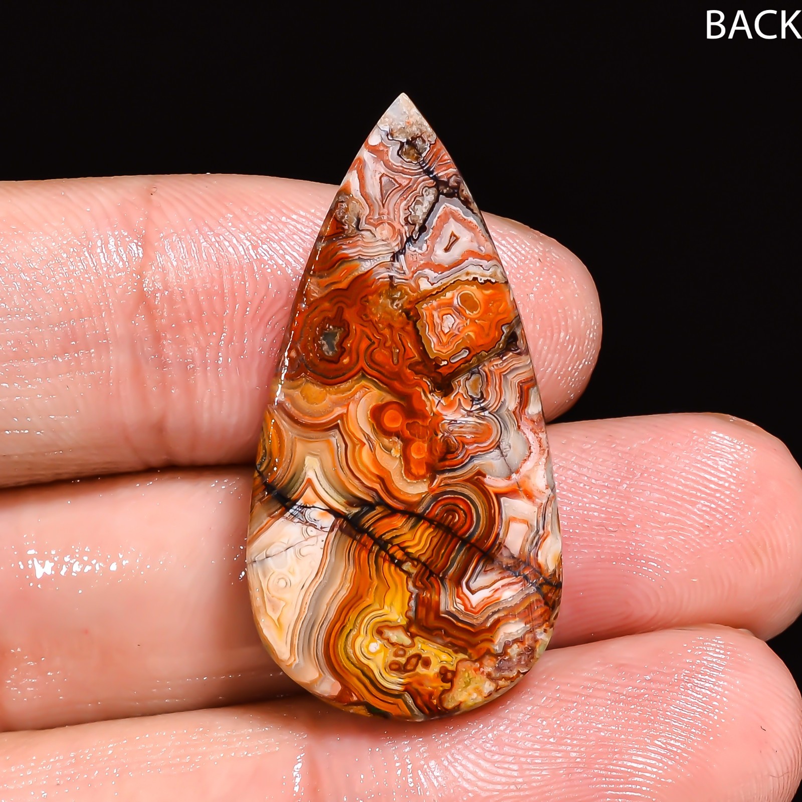 Natural Crazy Lace Agate Pear Shape Cabochon Loose Gemstone 32X16X5 MM 23 Cts.