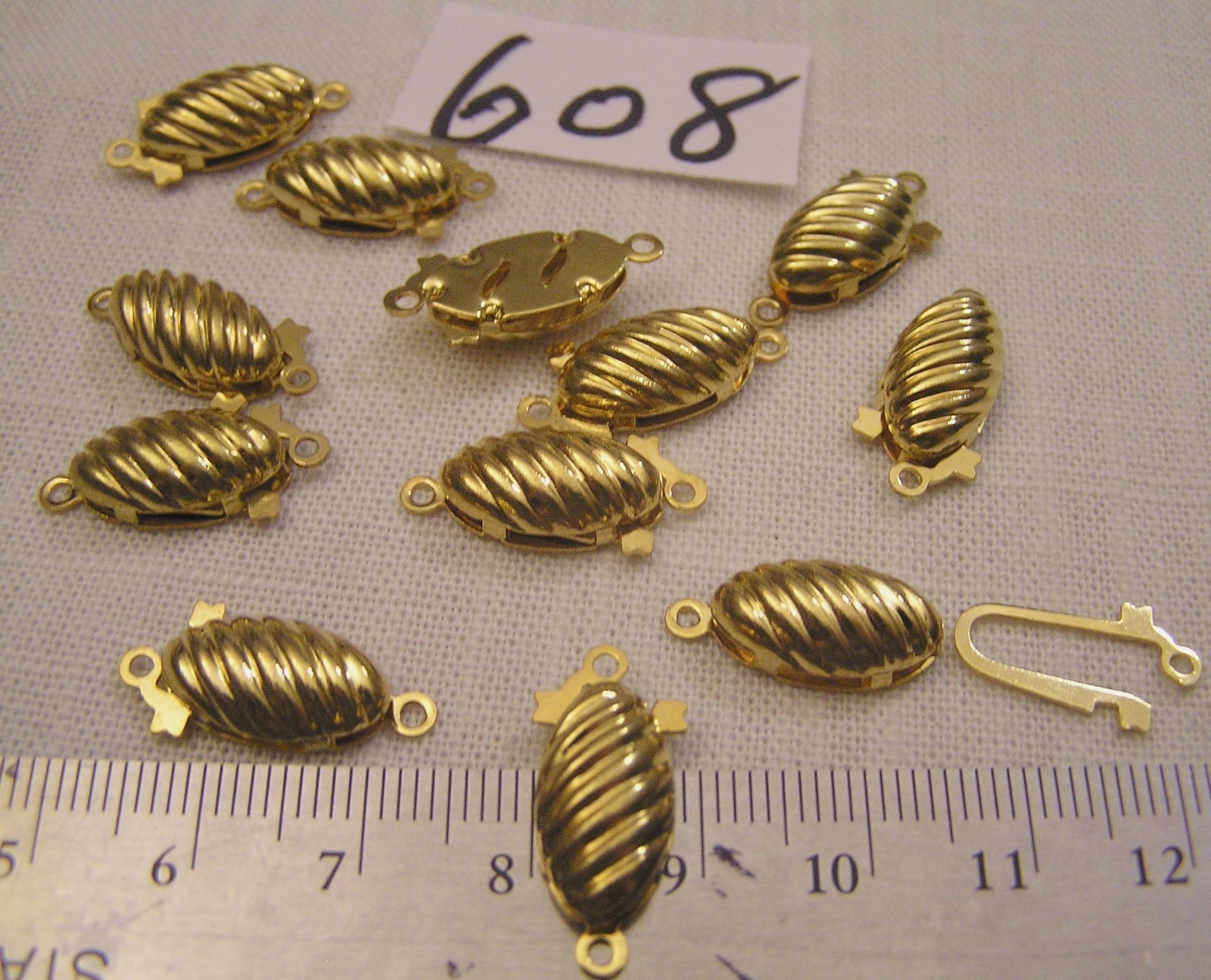 Vtg Gold Plated 1 Strand Ribbed Necklace Clasp Jewelry Findings Repair Craft Lot